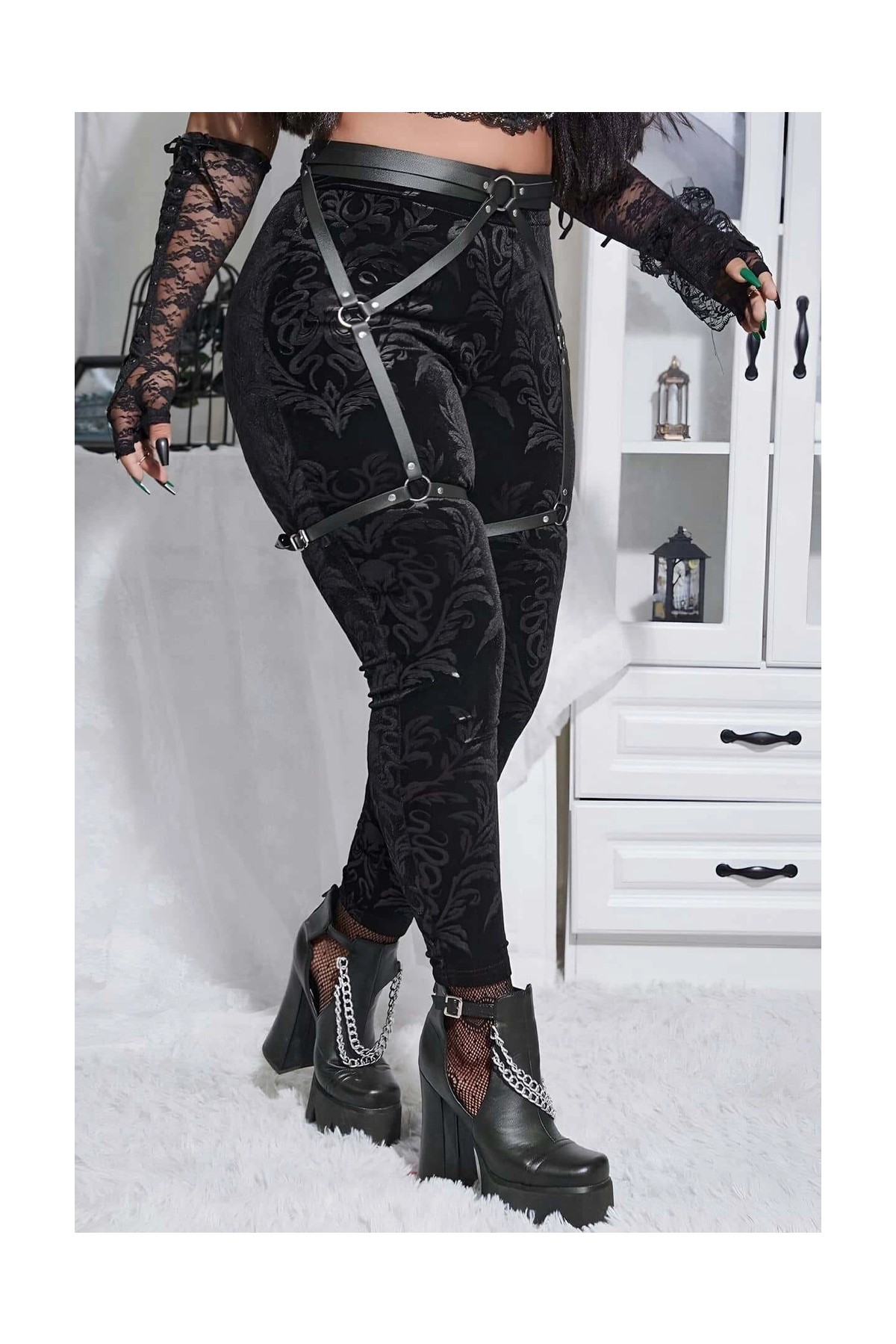 Liyuza Seksi Deri Jartiyer Harness - BRF956 görsel 3