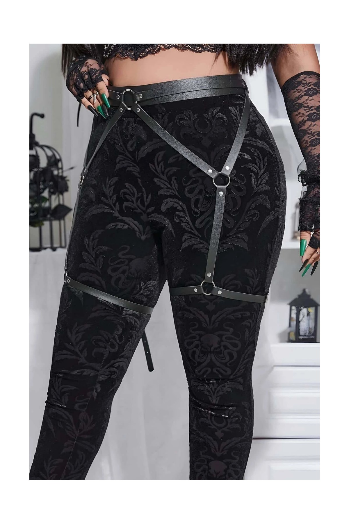 Liyuza Seksi Deri Jartiyer Harness - BRF956 görsel 4