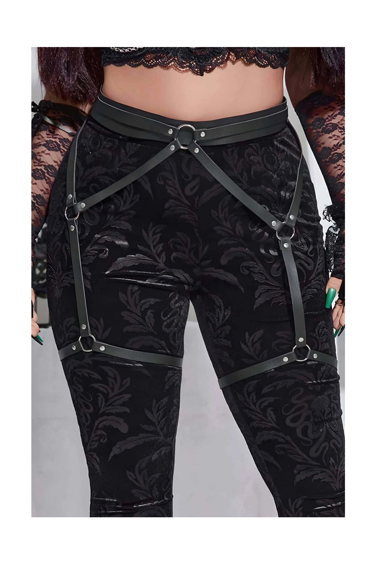 Liyuza Seksi Deri Jartiyer Harness - BRF956 görsel 5