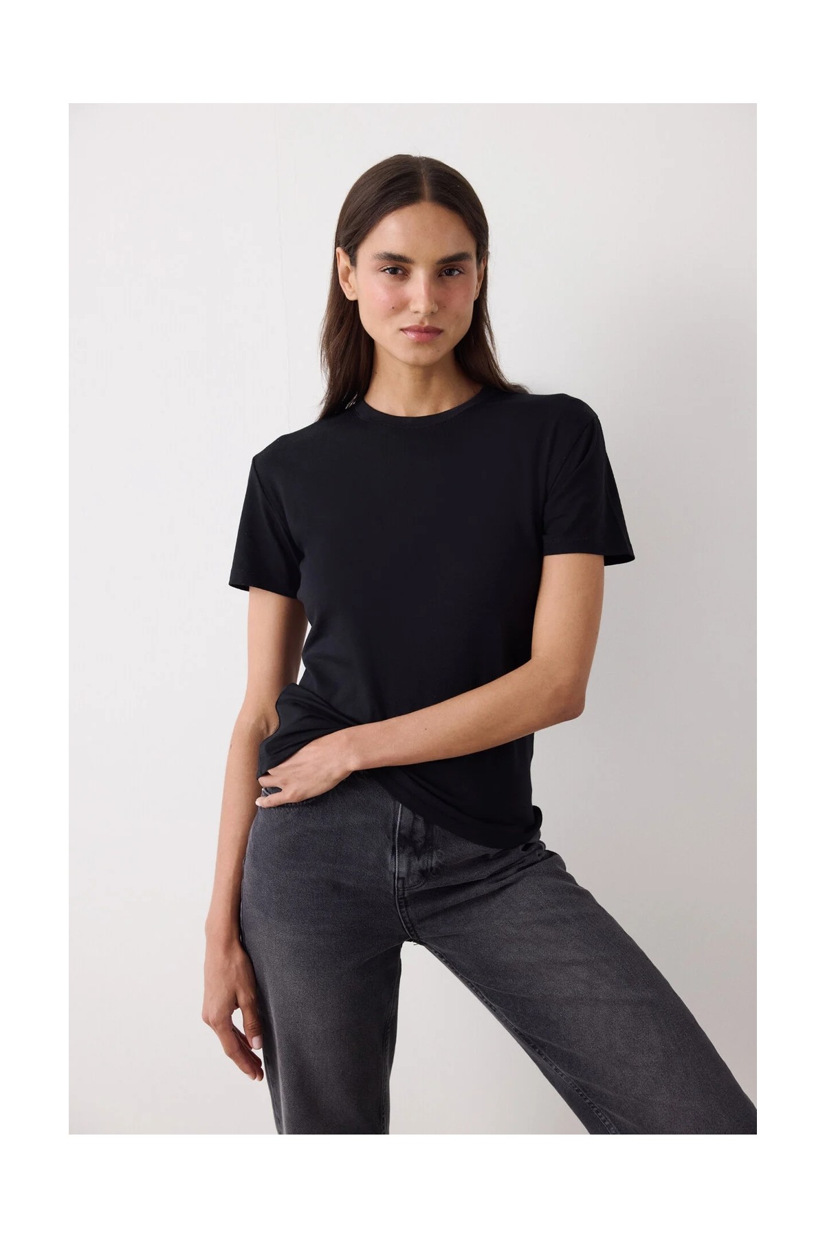 Penti Siyah Basic Oversize Kısa Kollu Tişört görsel 2