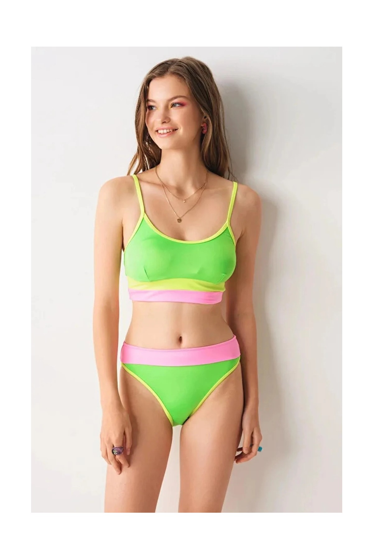No Gossip Jojoba Parçalı Bustier Tek Üst Neon Yeşil