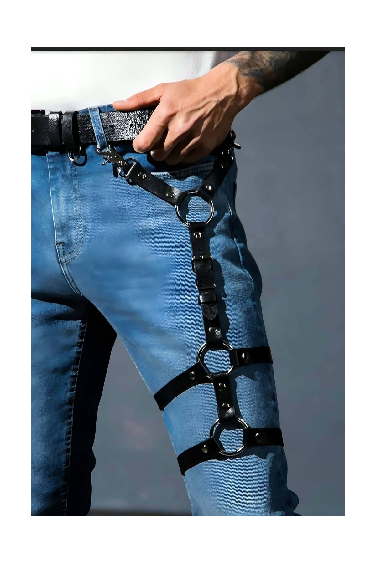 Moda Şahsenem Erkek Bacak Harness, Deri Bacak Aksesuarı, Fantazi Erkek Dış Giyim - BRFM176