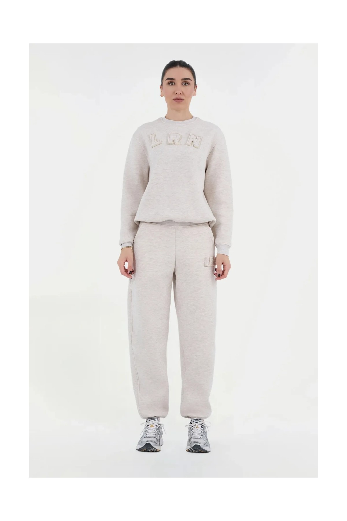 Lrn Oversize Eşofman Üstü - Bej