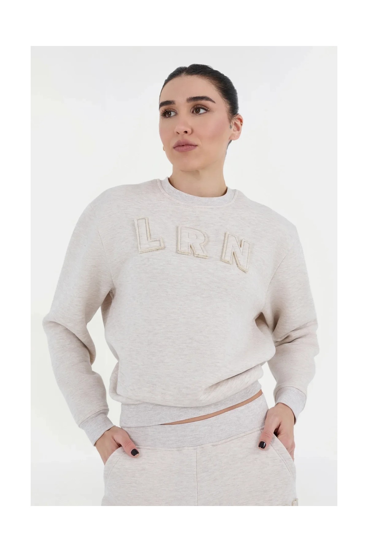 Lrn Oversize Eşofman Üstü - Bej görsel 5
