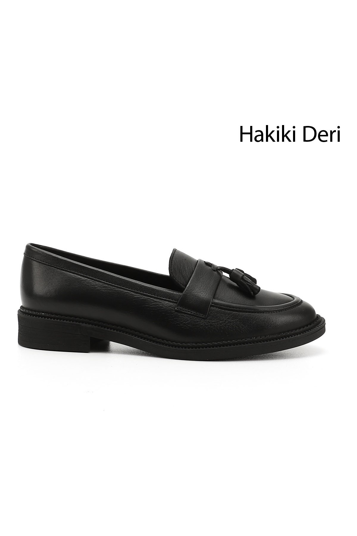 Gönderi(r) Kadın Siyah Hakiki Deri Püsküllü Loafer Ayakkabı görsel 6