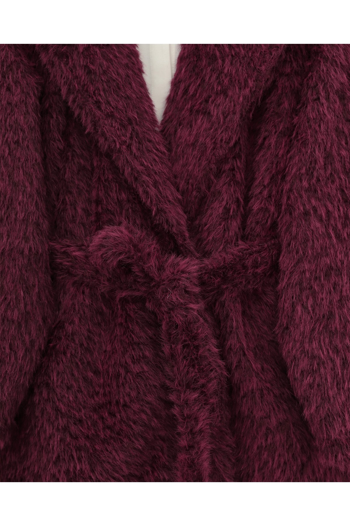 Moda Morfo Beli Kuşaklı Cepli Sakallı Kap -Bordo görsel 4