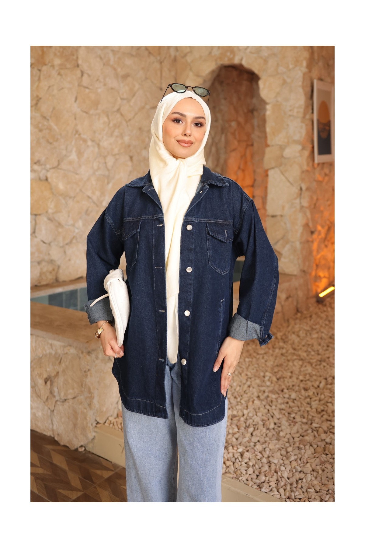 İmaj Butik Mavi Cepli Kot Ceket