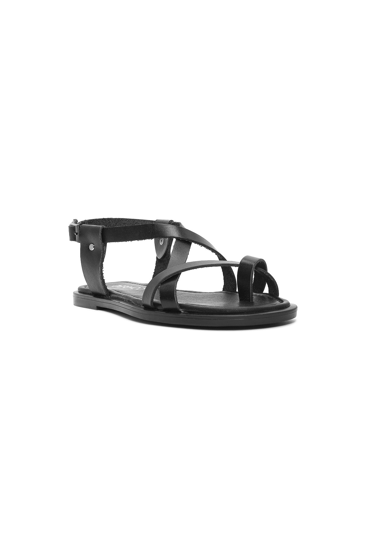 Derimod Kadın Kahverengi Tokalı Deri Bodrum Sandalet 26SFD332318 görsel 7