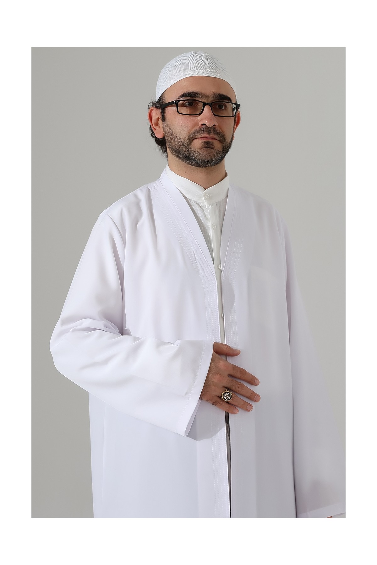 İhvan Online Erkek Namaz Elbisesi Buhara Yaka Cepli Namaz Cübbesi Mavi- (Sfa) görsel 7