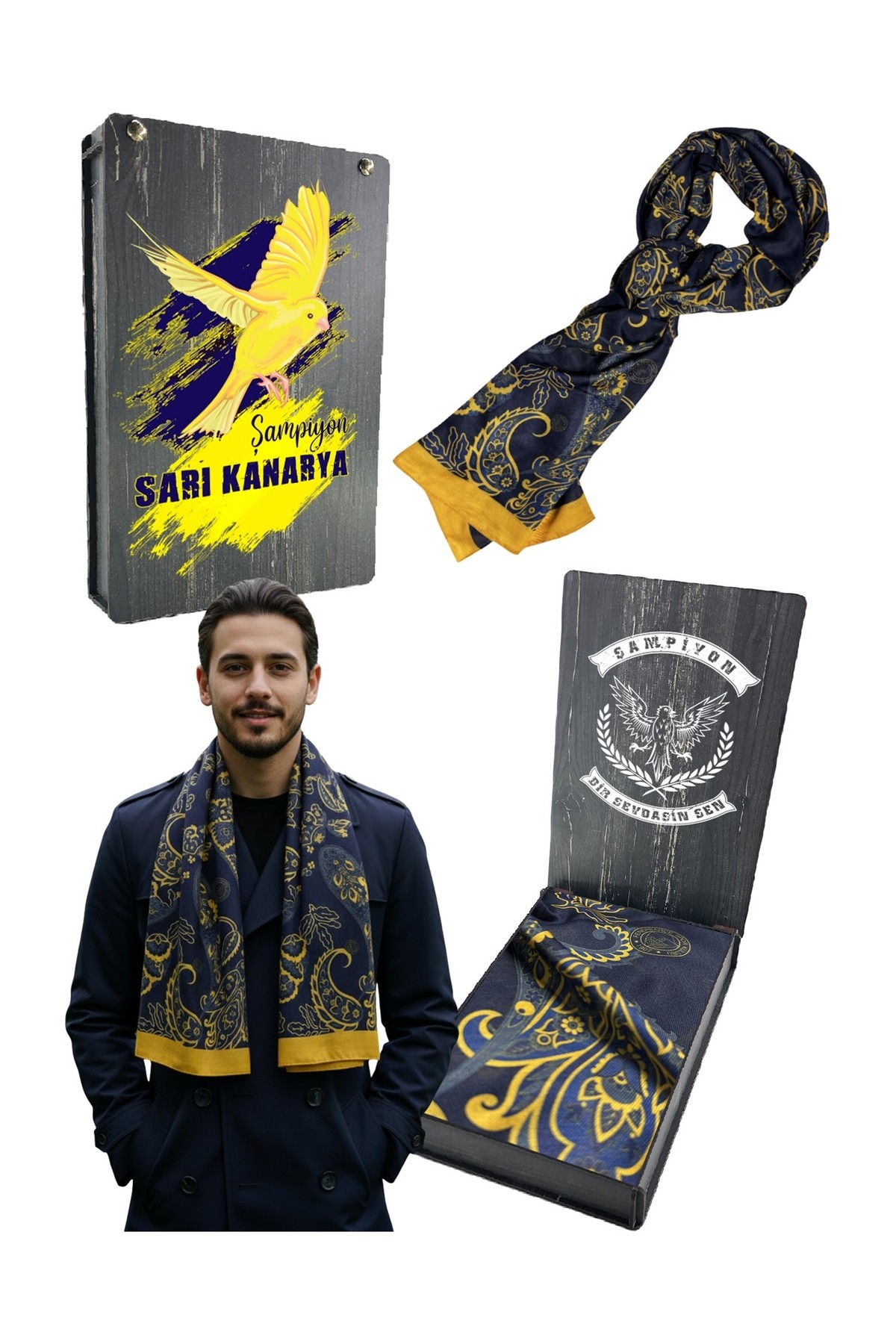 Fenerbahçe Saadettin Saran Desenli Kaşkol Uv Kutu Hediyeli