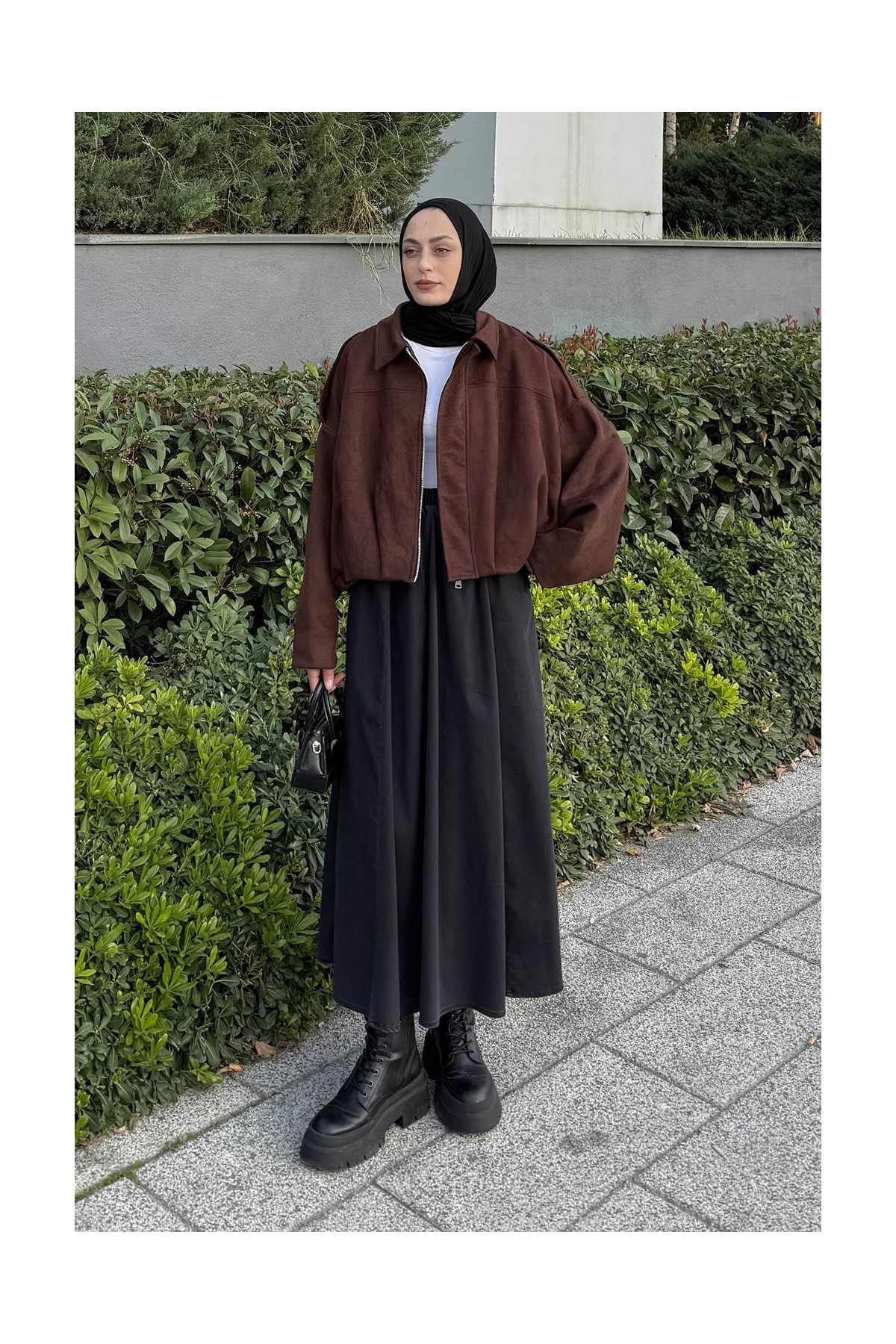 Lamelif Omuz Apoletli Süet Ceket Acı Kahverengi