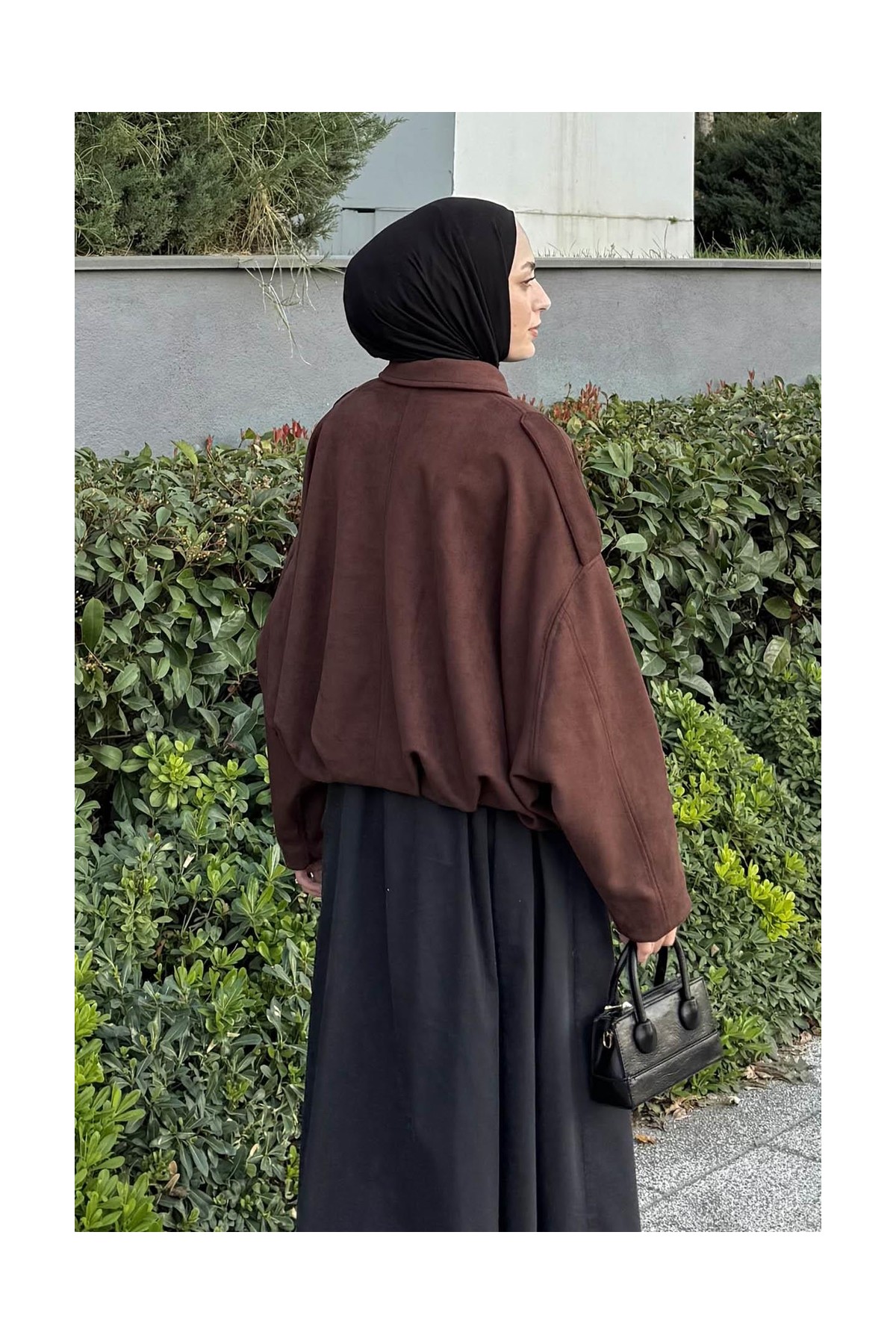 Lamelif Omuz Apoletli Süet Ceket Acı Kahverengi görsel 4