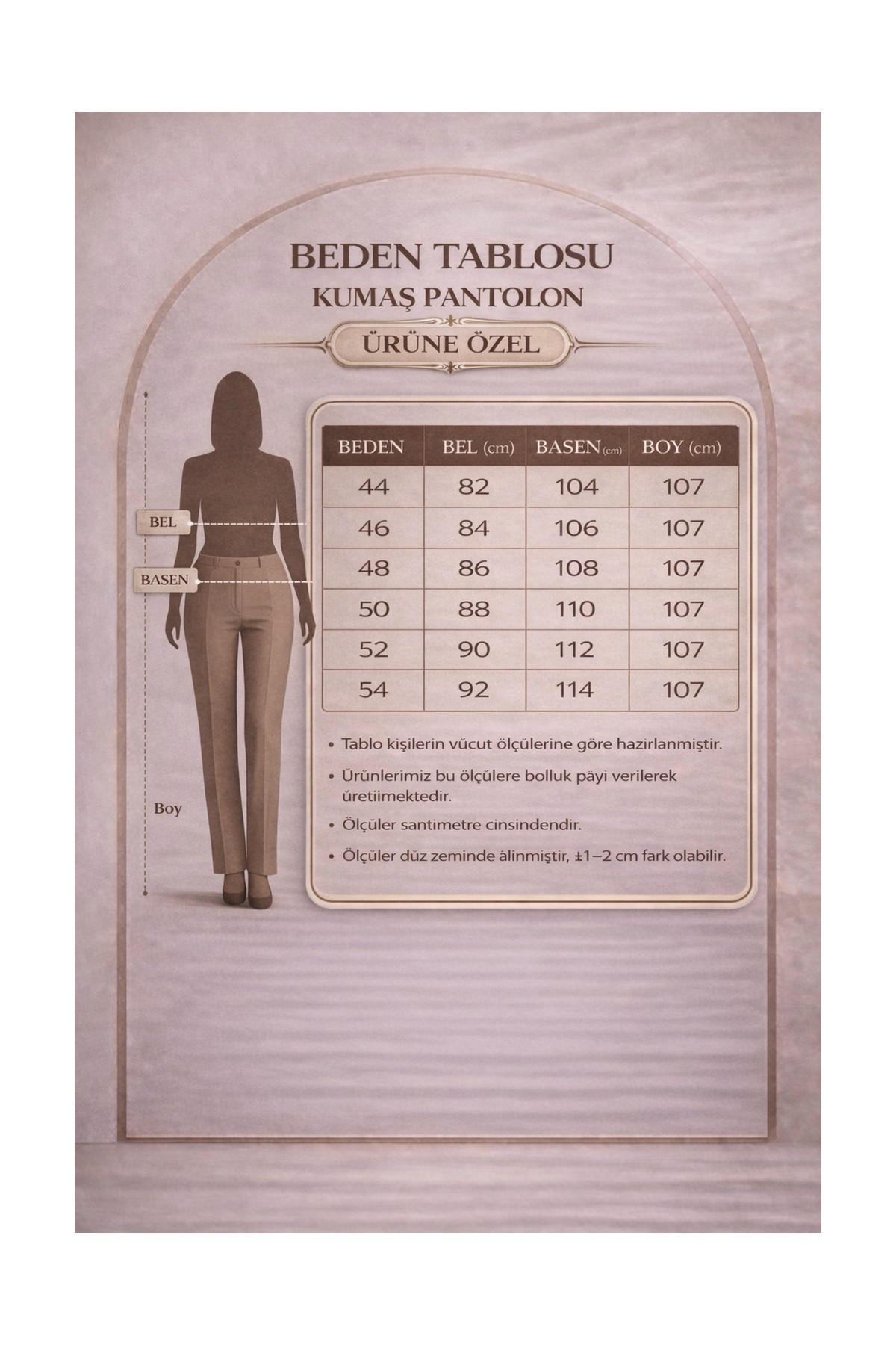 Rmg Beli Lastikli Büyük Beden Gabardin Geniş Paça Pantolon Kahve görsel 8