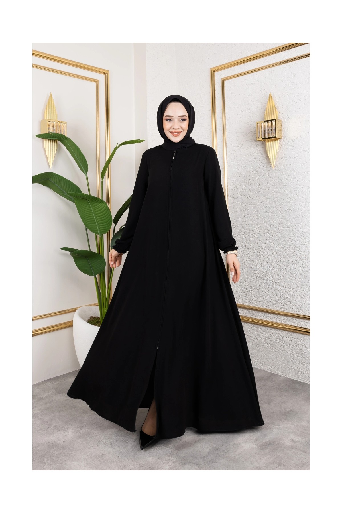 Butik Medine Ipeği Mevlana Feracce (Siyah)
