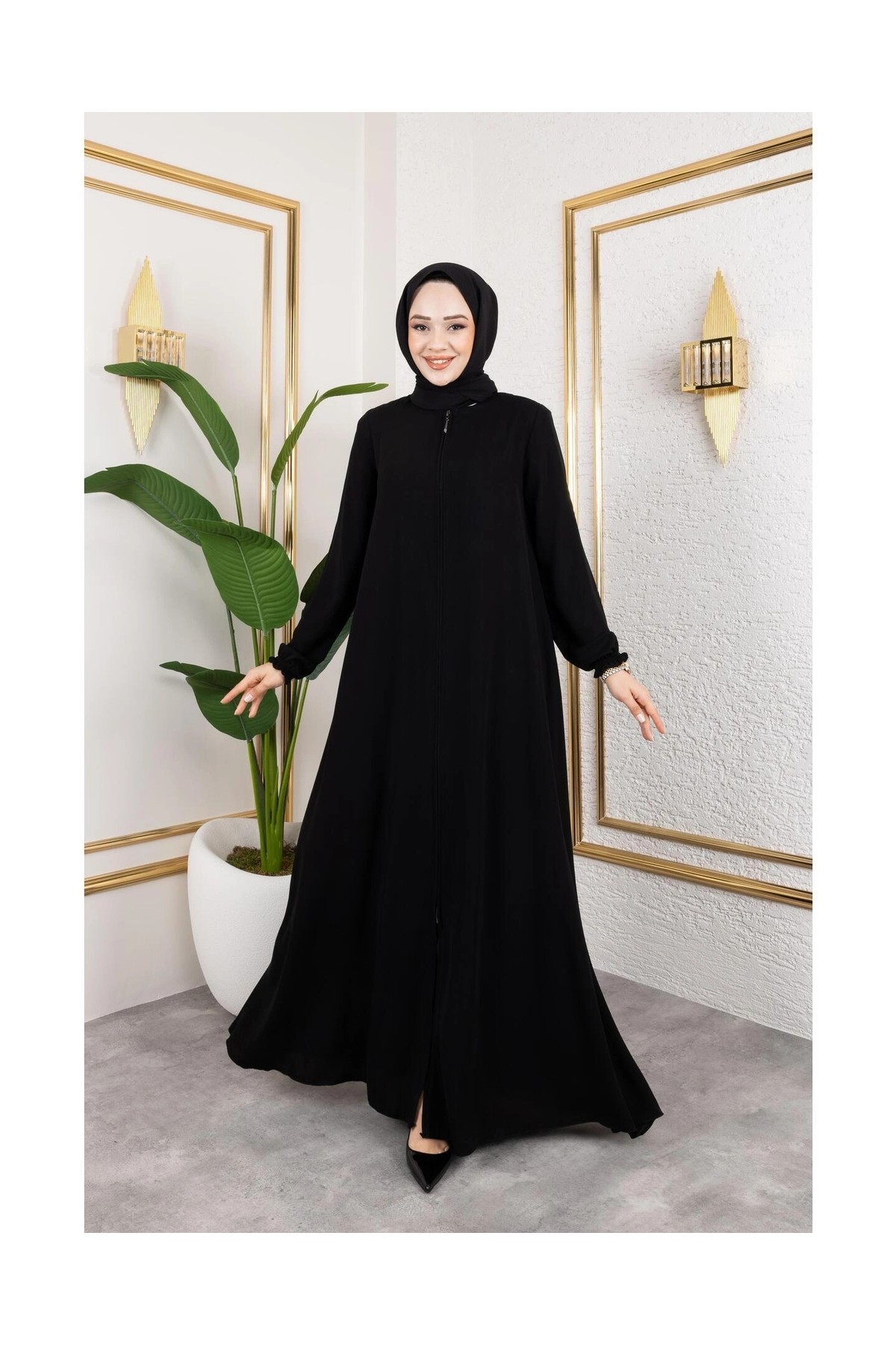 Butik Medine Ipeği Mevlana Feracce (Siyah) görsel 3