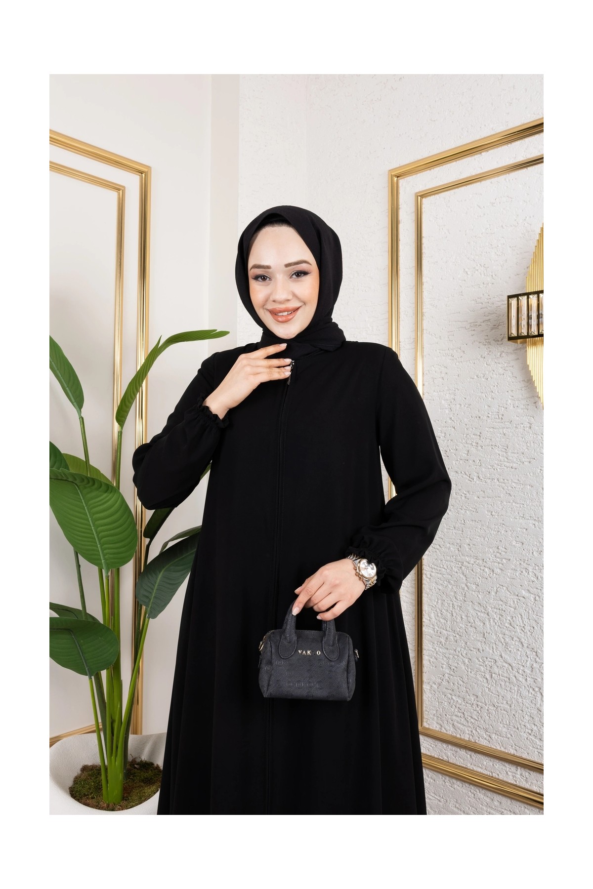 Butik Medine Ipeği Mevlana Feracce (Siyah) görsel 4