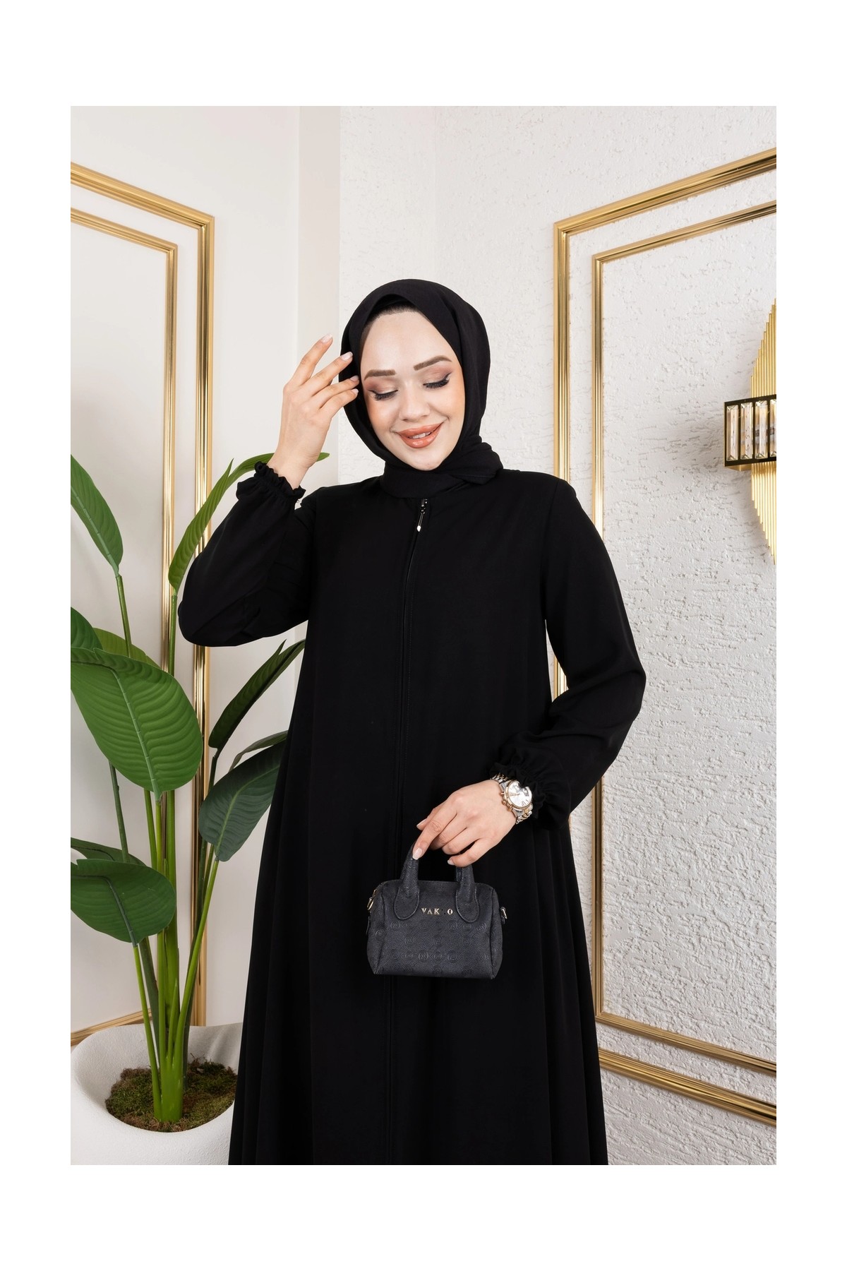 Butik Medine Ipeği Mevlana Feracce (Siyah) görsel 5