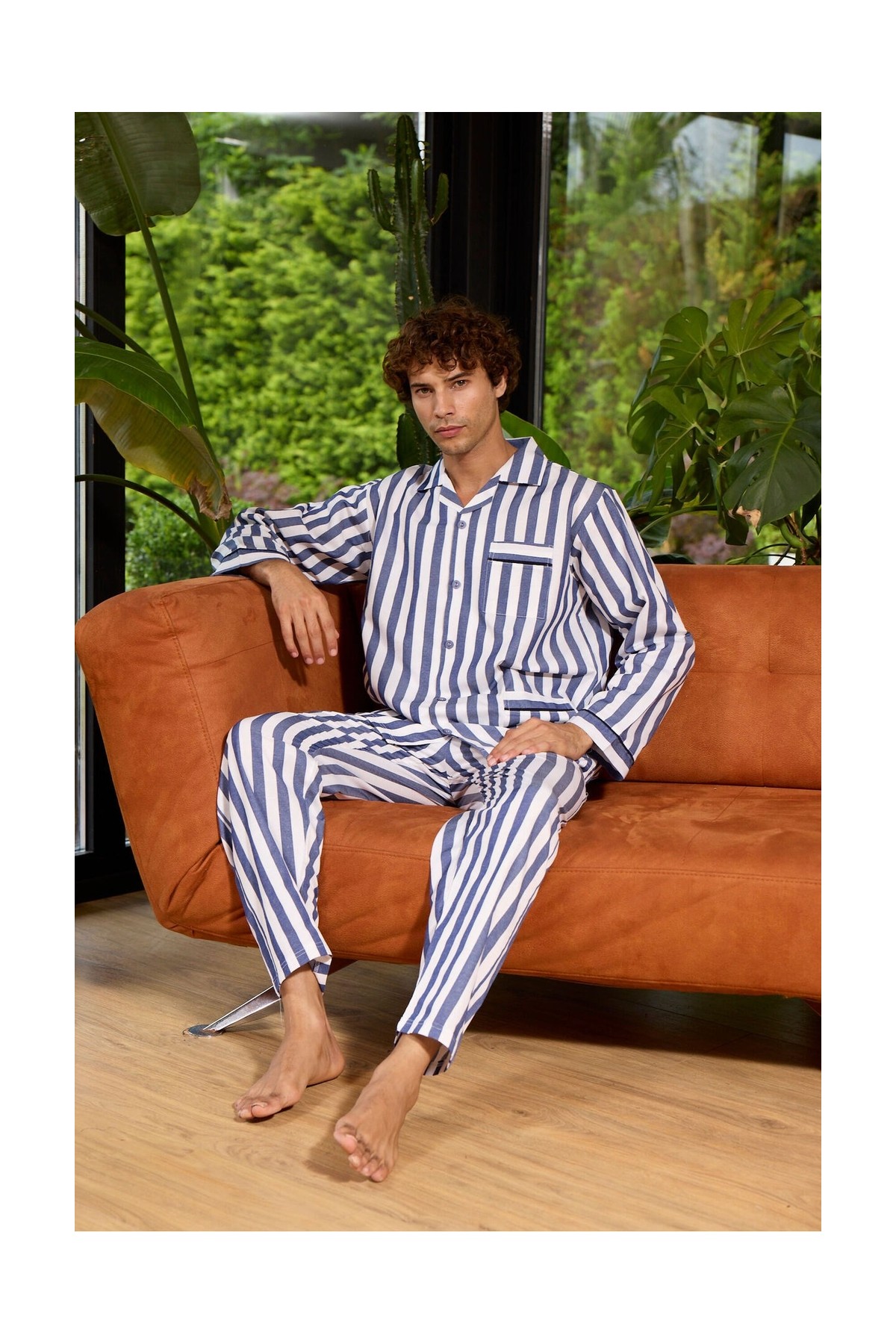 Kly Gaffur Boy Çizgili Poplin Kumaş Pijama Takımı