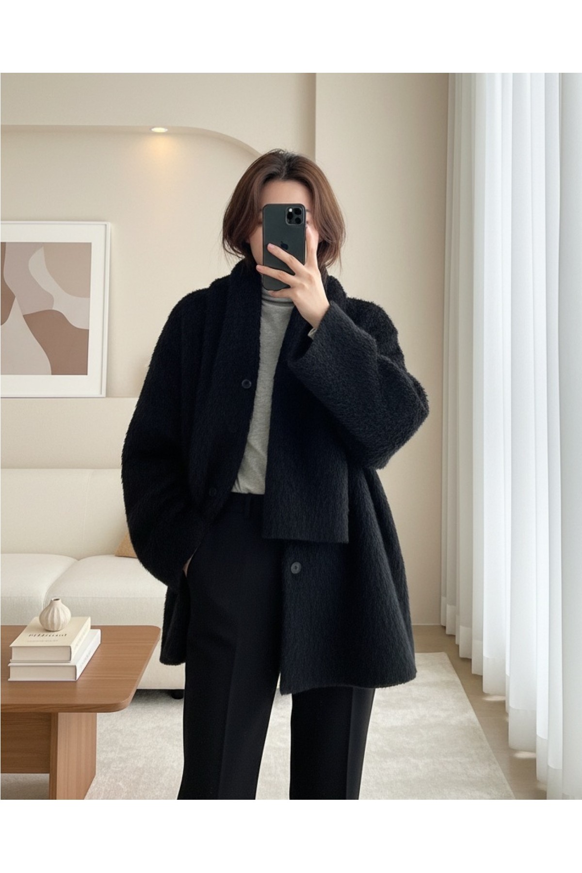 Moda Morfo Atkı Detaylı Önü Düğmeli Sakallı Ceket -Bordo görsel 7