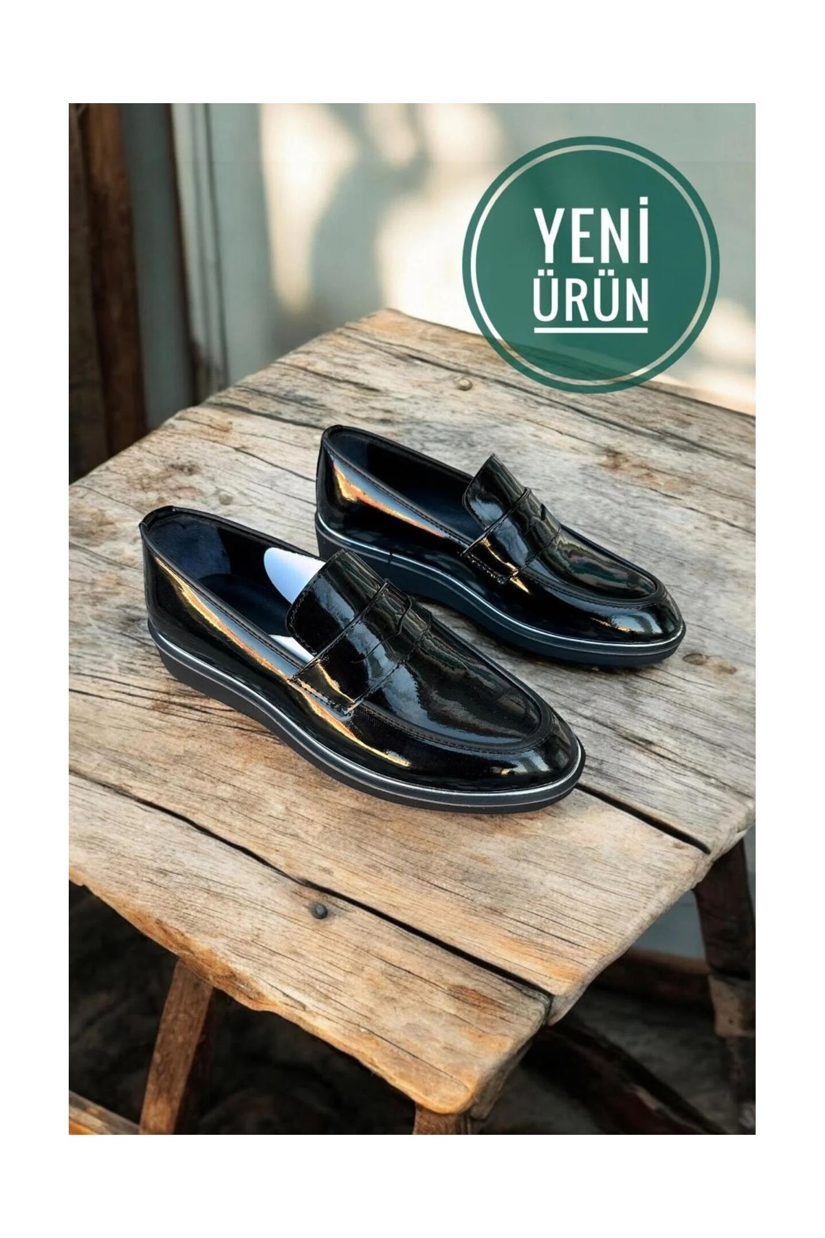 Romex siyah rugan deri loafer bagcıksız nişan dügün özel günler damatlık klasik erkek ayakkabı görsel 2