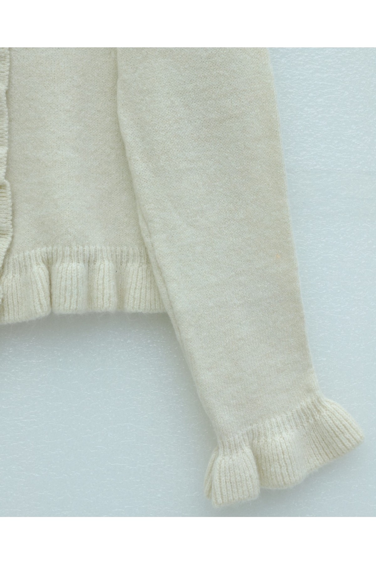 Moda Morfo Düğmeli Önü Ve Eteği Fırfırlı Hırka -Açık Sarı görsel 5