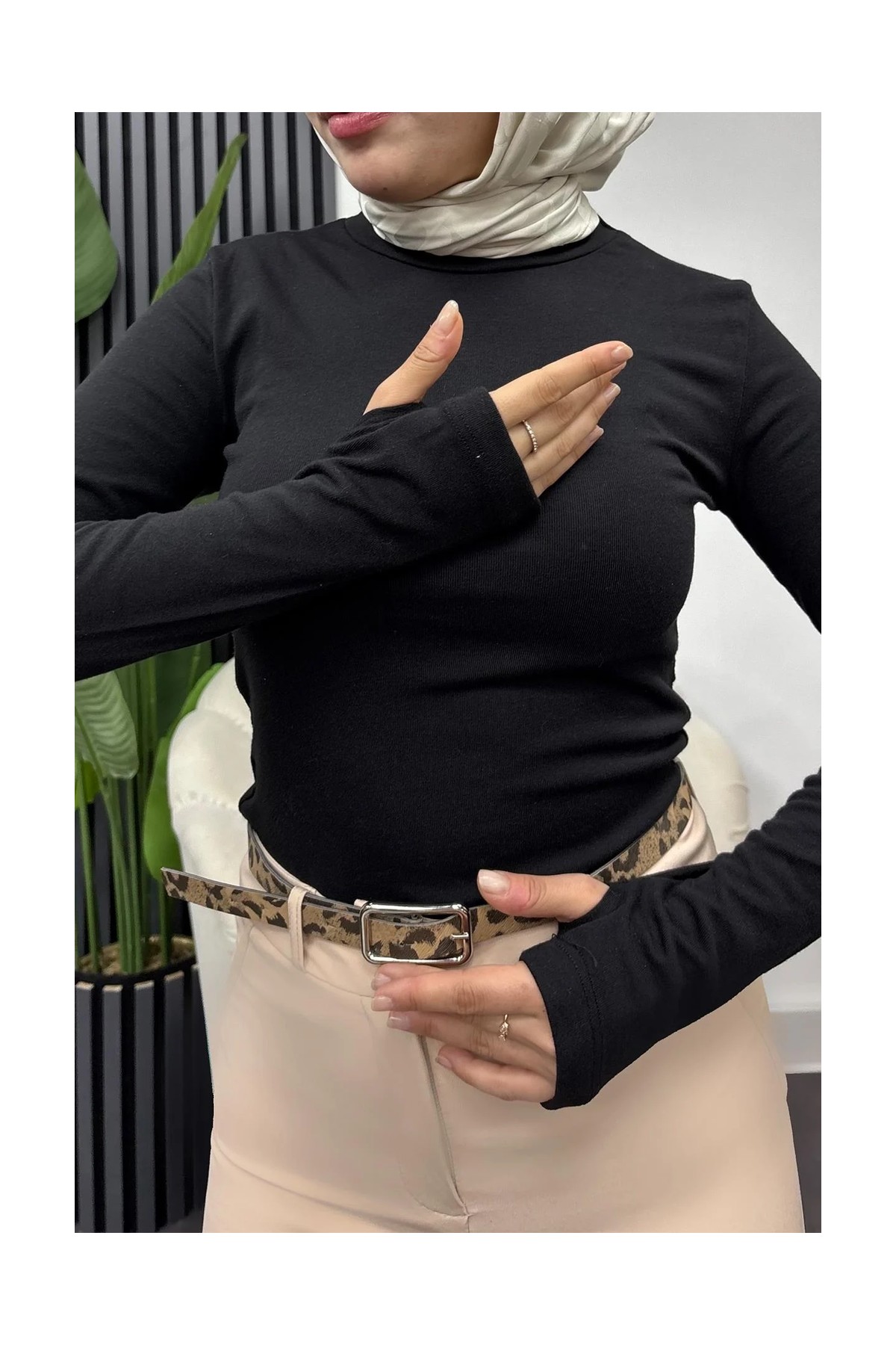 Tesettür Diyarı Kadın Oys Pamuklu Body-Siyah