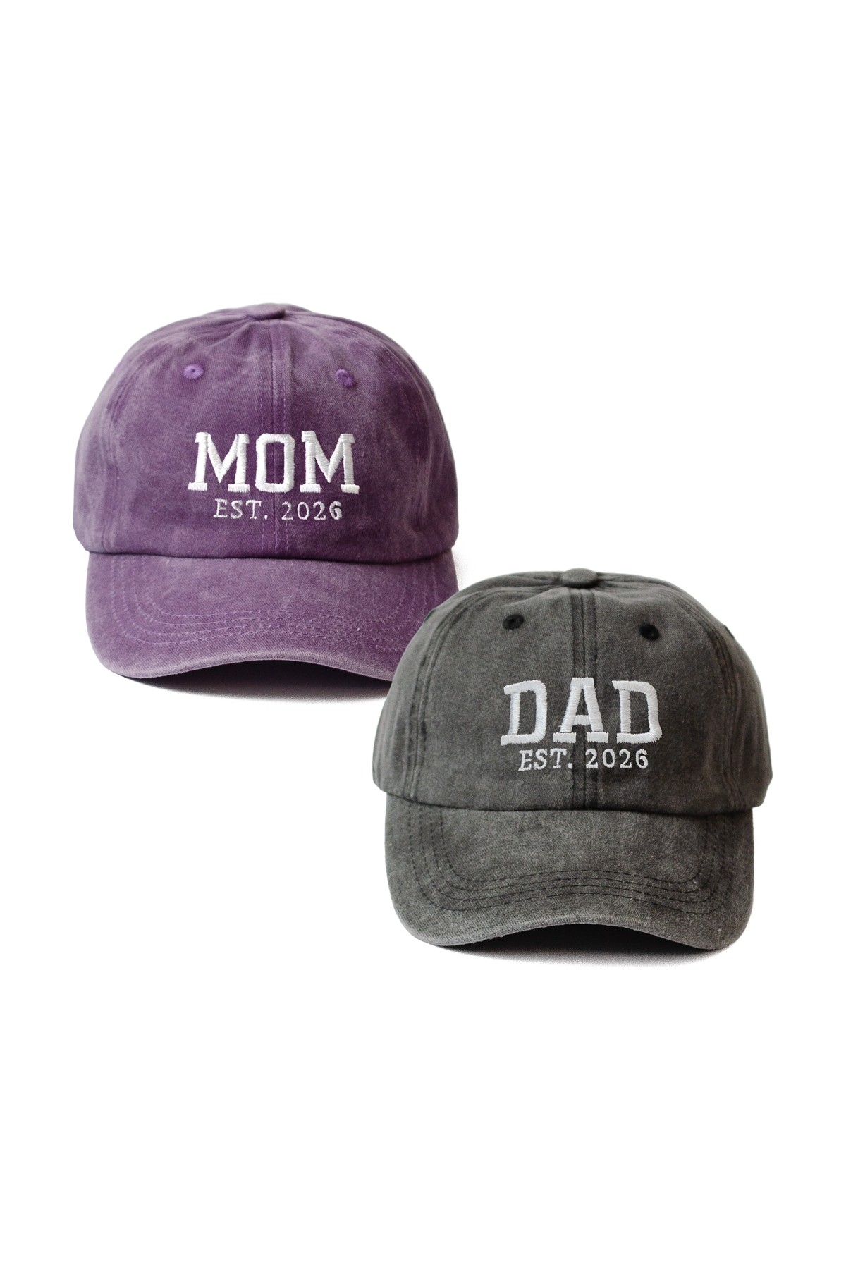 Nome Studio Nakışlı Şapka Mom Dad Anne Baba Şapka 2li Paket Yıkamalı Kumaşlı ve Yazı Nakışlı Şapka Pamuklu Siperlikli Ayarlı Şapka Günlük Tarz Eğlenceli Kep