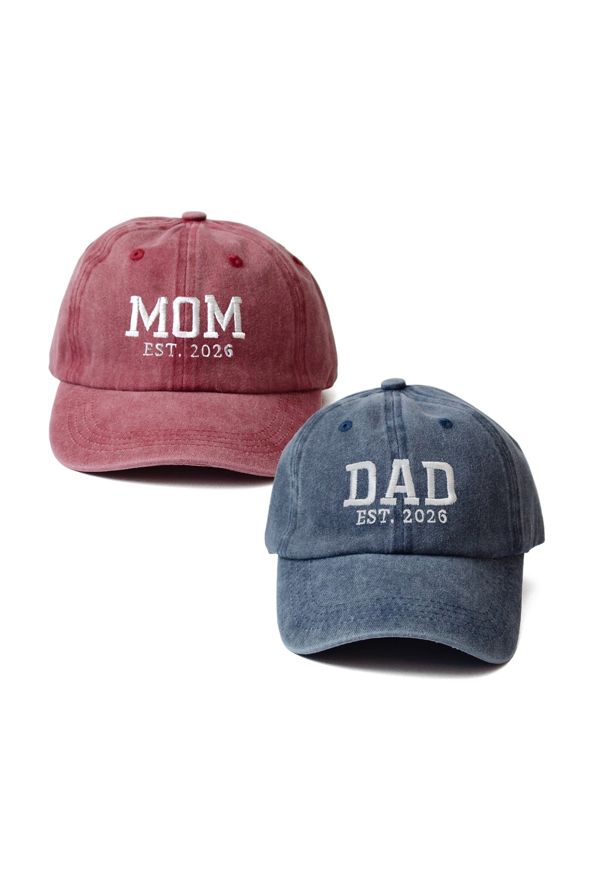 Nome Studio Nakışlı Şapka Mom Dad Anne Baba Şapka 2li Paket Yıkamalı Kumaşlı ve Yazı Nakışlı Şapka Pamuklu Siperlikli Ayarlı Şapka Günlük Tarz Eğlenceli Kep