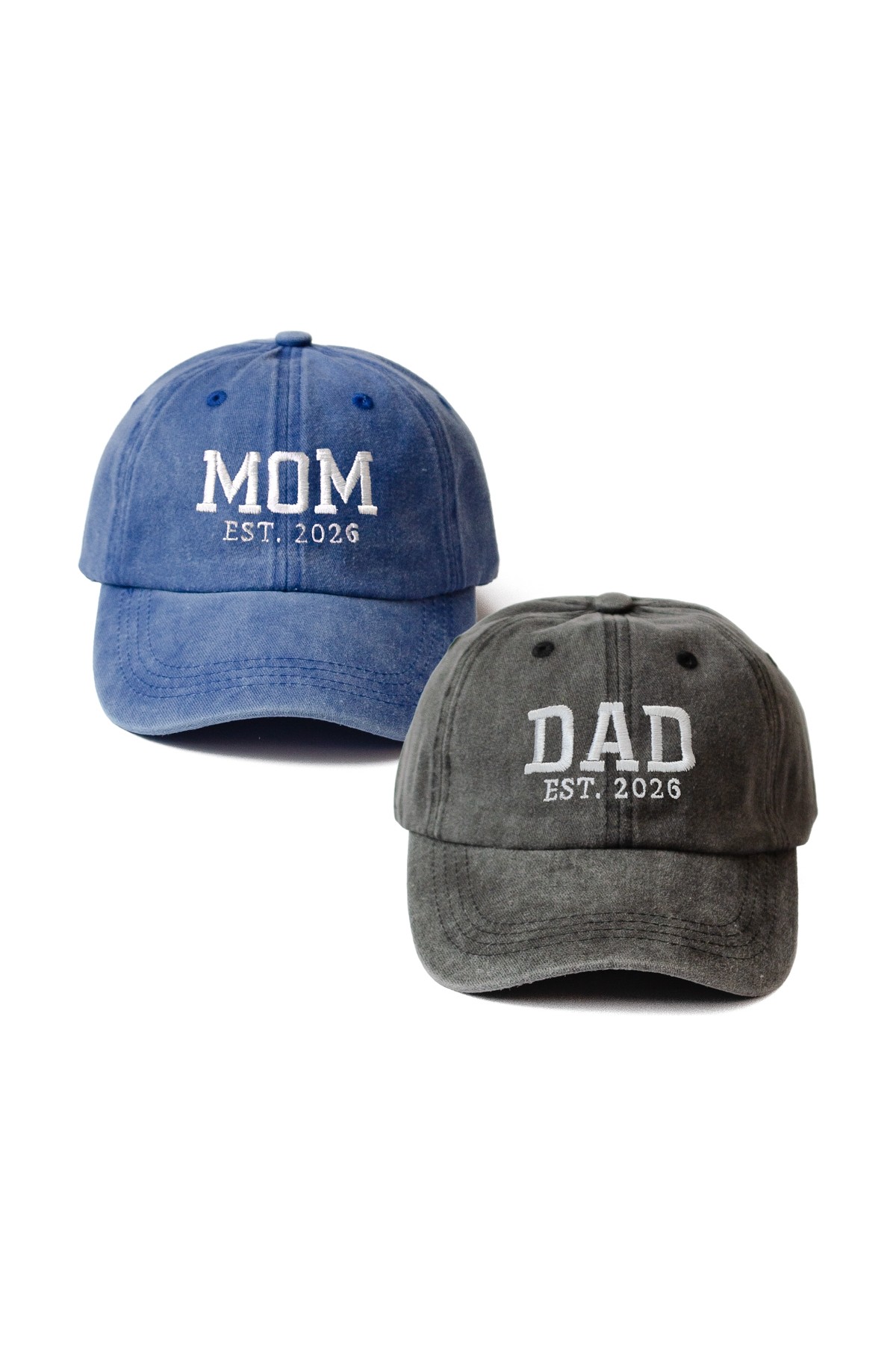 Nome Studio Nakışlı Şapka Mom Dad Anne Baba Şapka 2li Paket Yıkamalı Kumaşlı ve Yazı Nakışlı Şapka Pamuklu Siperlikli Ayarlı Şapka Günlük Tarz Eğlenceli Kep