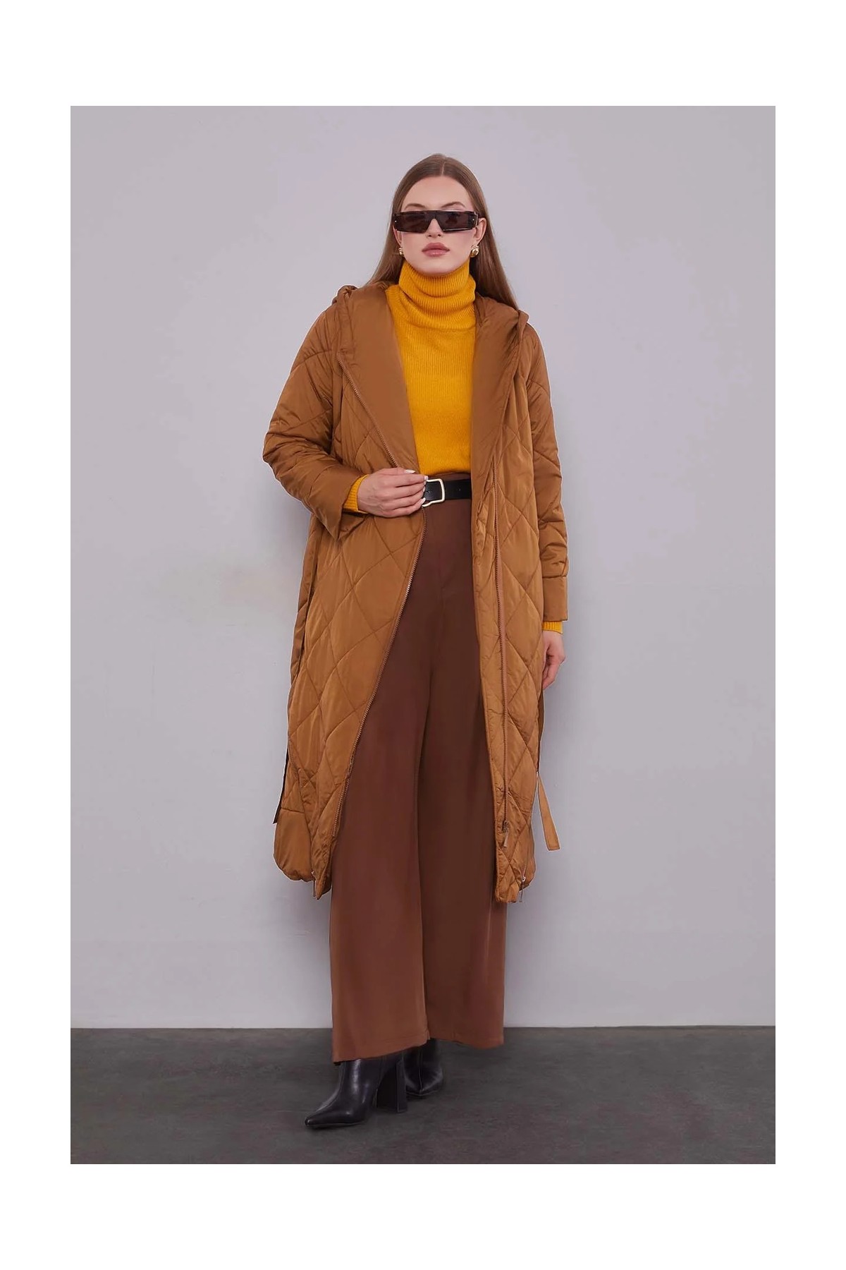 Lêvi D'or Levidor Kahve Kapitone Model Maxi Boy Mont