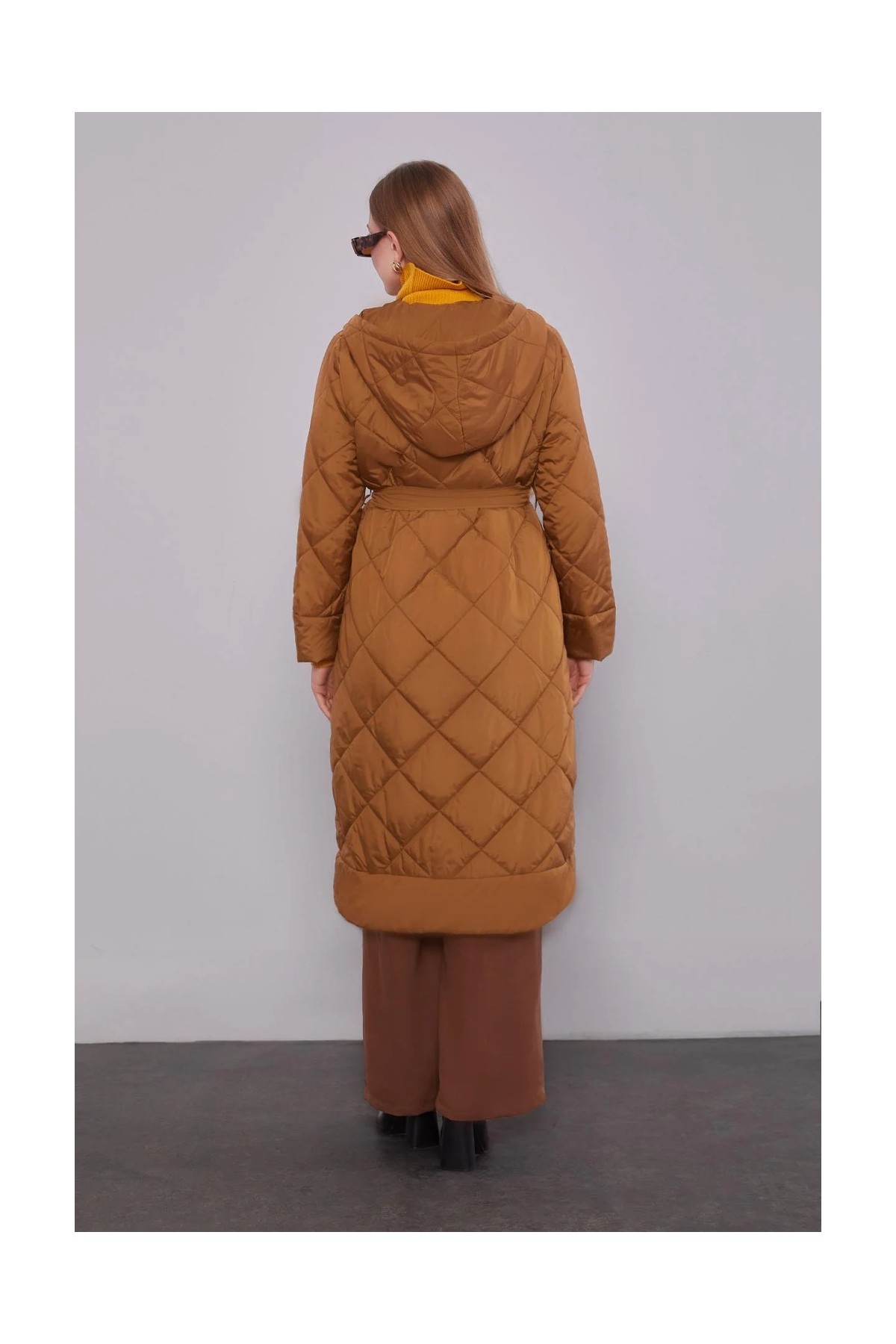Lêvi D'or Levidor Kahve Kapitone Model Maxi Boy Mont görsel 4