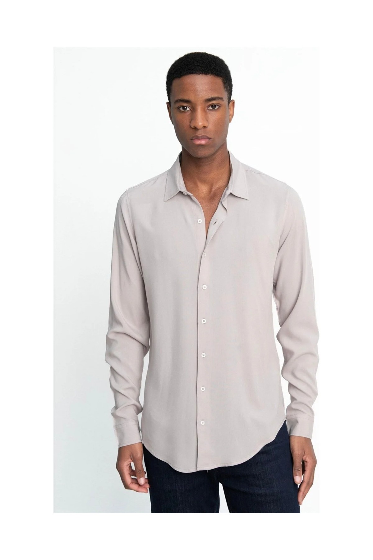 Tudors Slim Fit Uzun Kollu Dar Kesim Dökümlü Viskon Şık Erkek Siyah Gömlek