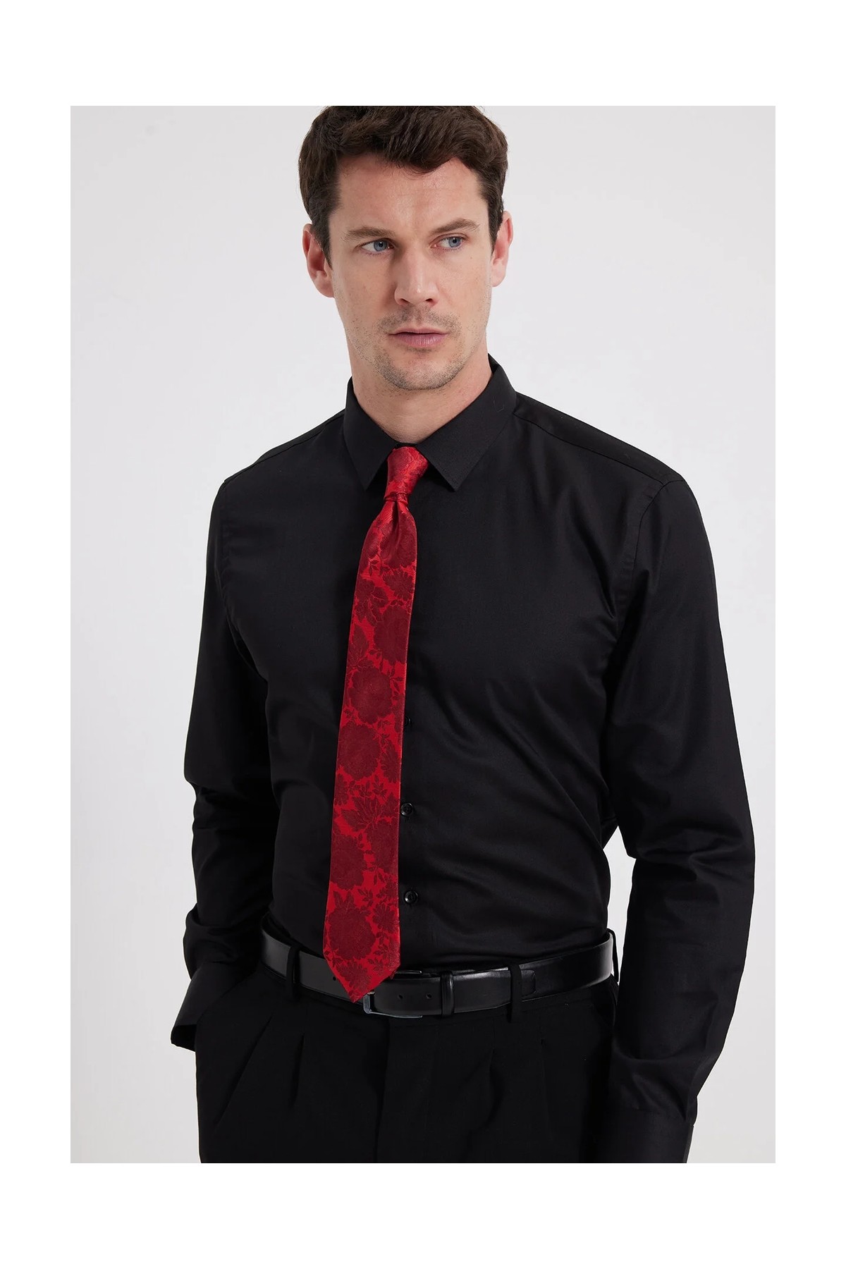 Tudors Erkek Slim Fit Non-Iron Pamuklu Ütü Gerektirmez Açık Mavi Gömlek