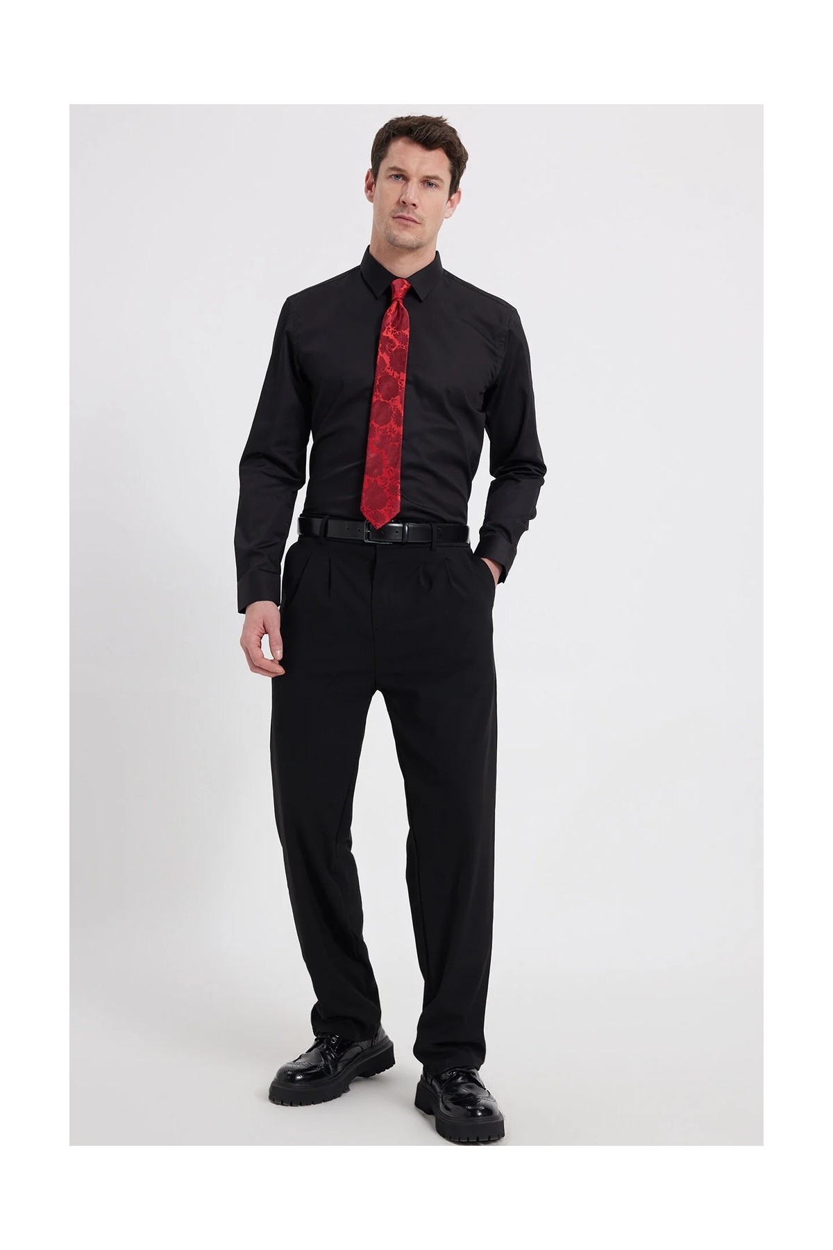 Tudors Erkek Slim Fit Non-Iron Pamuklu Ütü Gerektirmez Açık Mavi Gömlek görsel 2