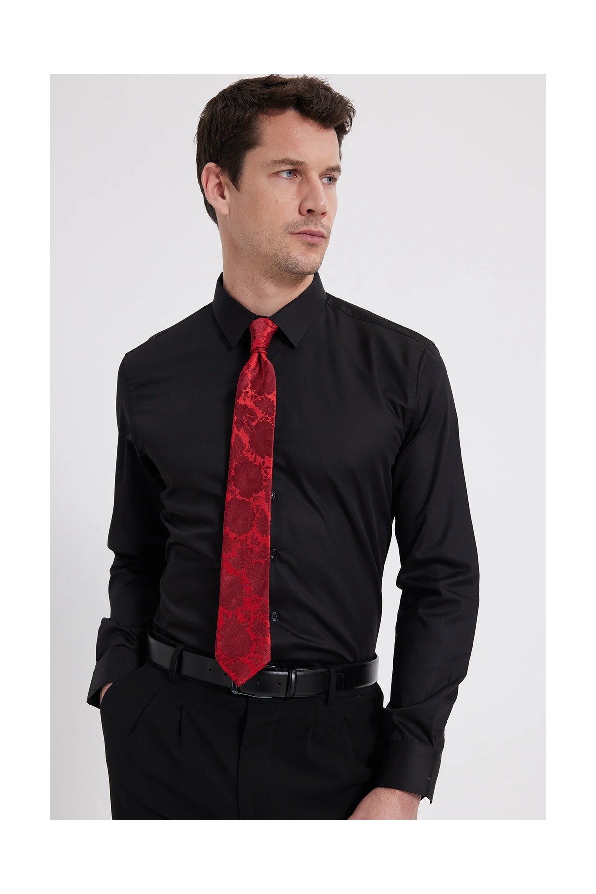 Tudors Erkek Slim Fit Non-Iron Pamuklu Ütü Gerektirmez Açık Mavi Gömlek görsel 3