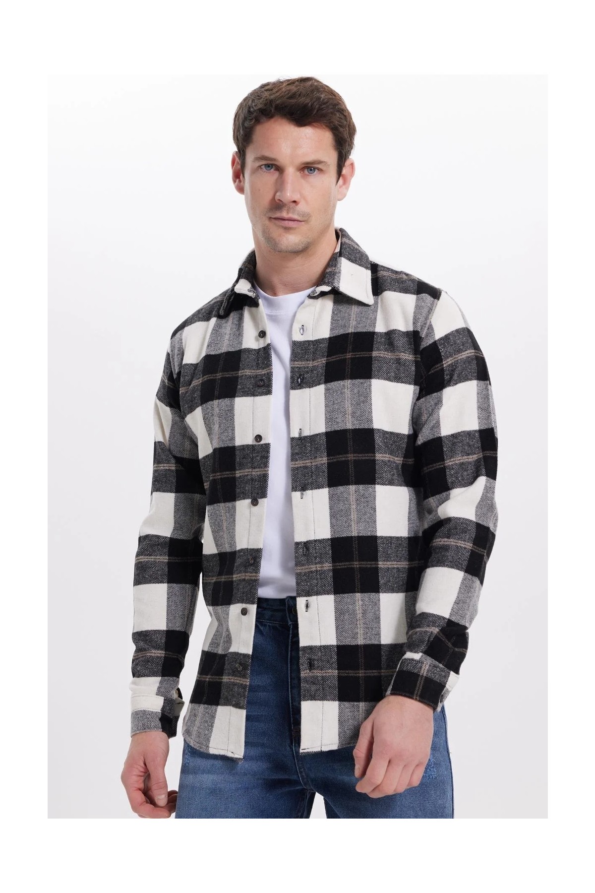 Tudors Erkek Slim Fit Dar Kesim Kareli Kışlık Oduncu Gömlek
