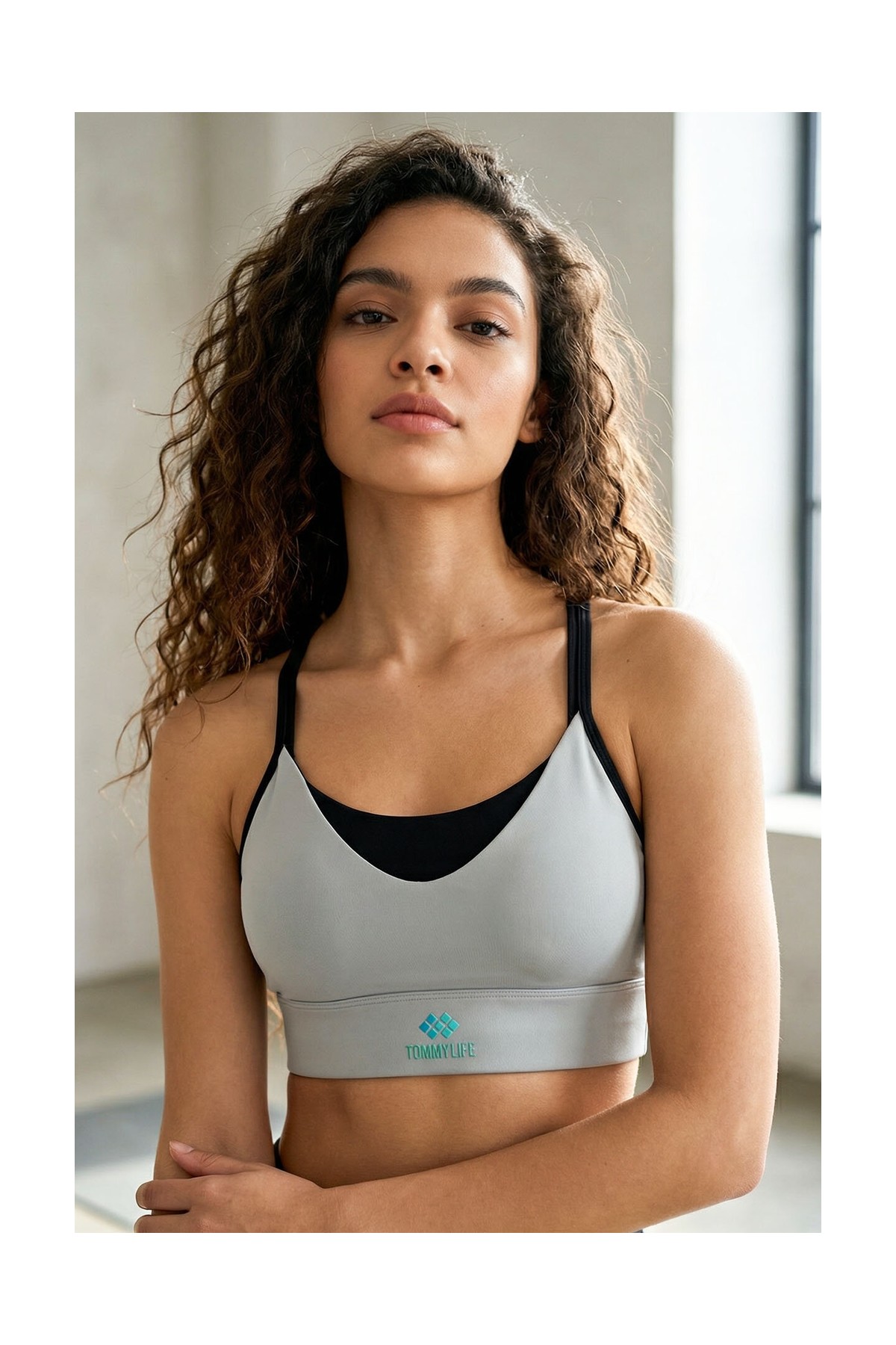 Tommy Life Siyah Standart Fit Baskılı Sırt Detaylı Kadın Spor Büstiyer - 97300 görsel 2
