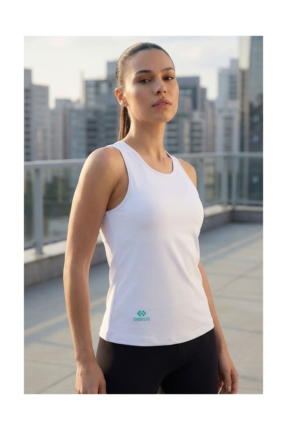 Tommy Life Koyu Gri Standart Fit Çapraz Sırt Detaylı Kadın Spor Atlet - 97296