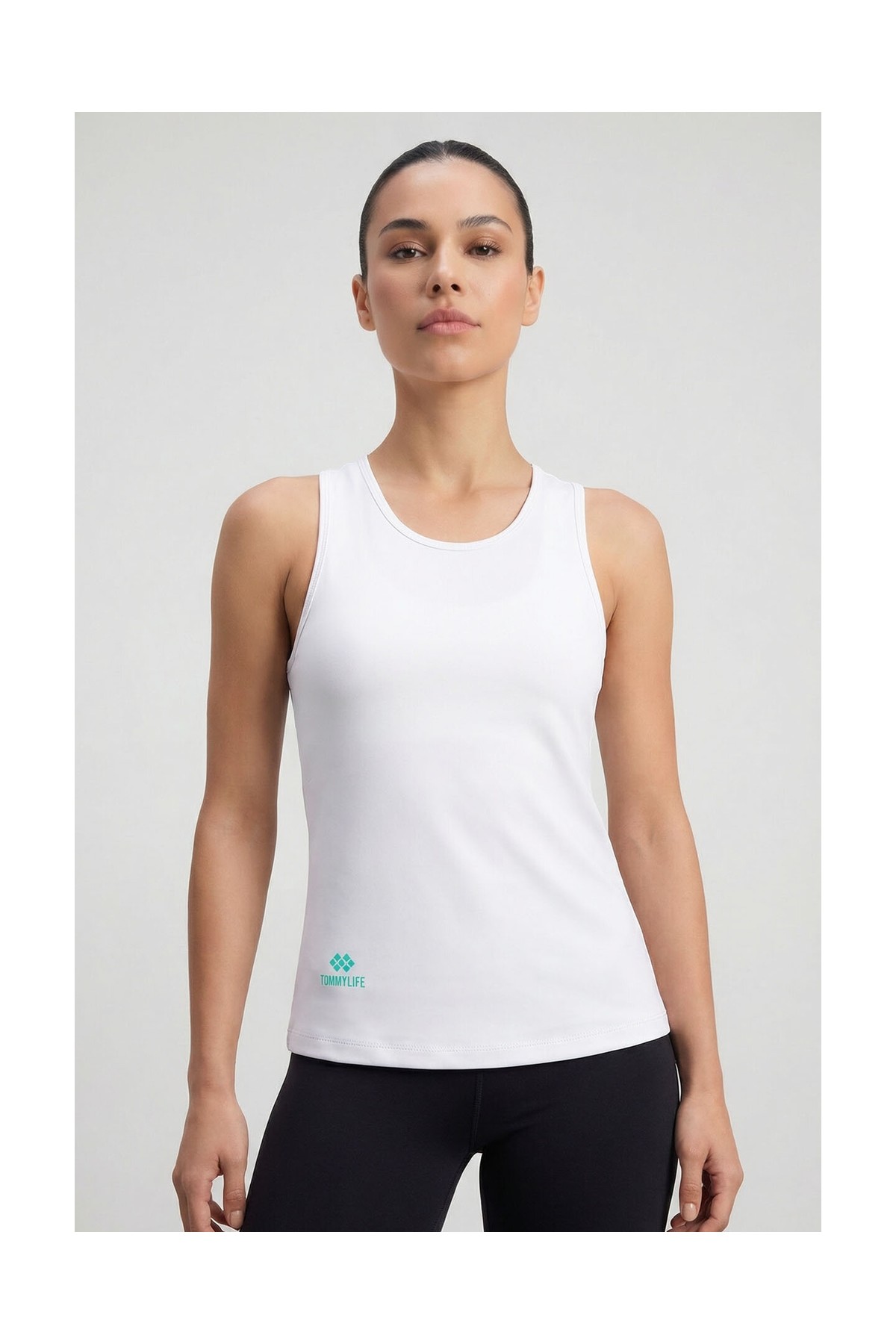 Tommy Life Koyu Gri Standart Fit Çapraz Sırt Detaylı Kadın Spor Atlet - 97296 görsel 3