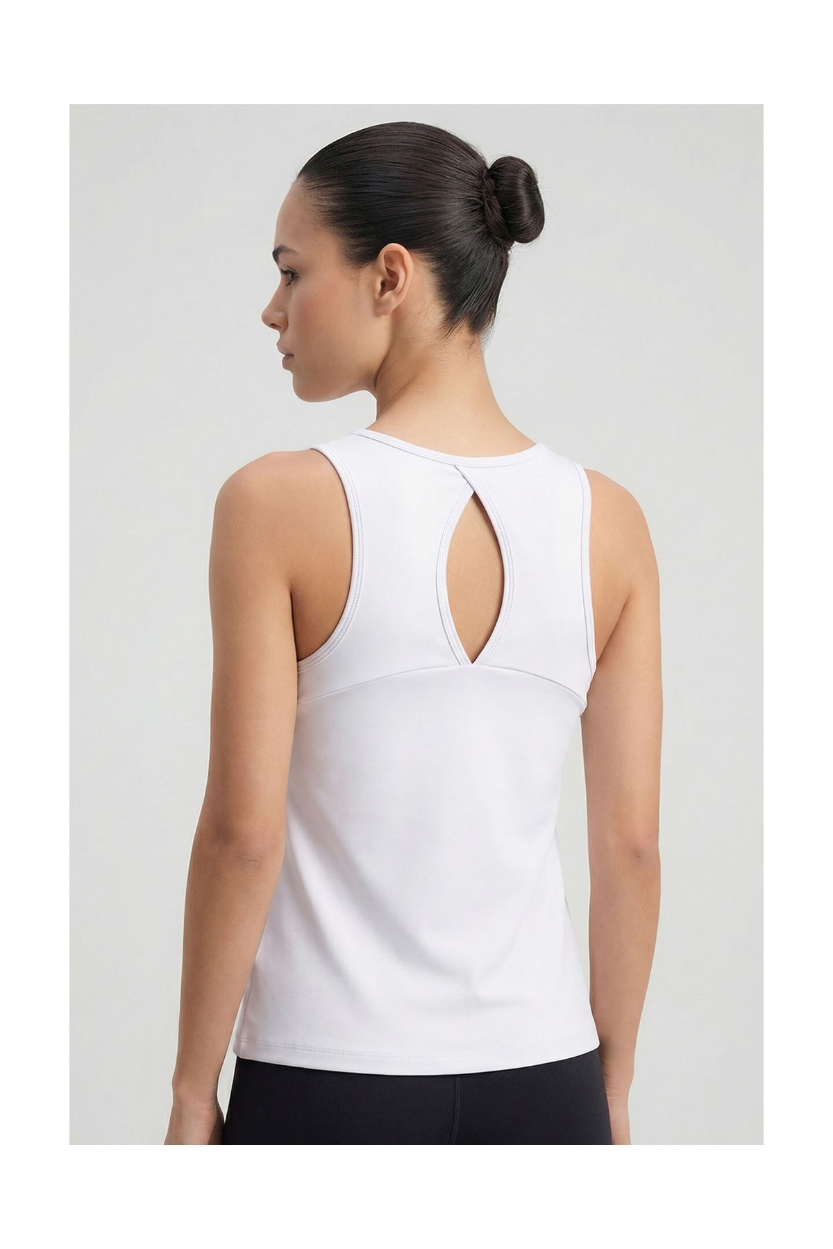 Tommy Life Koyu Gri Standart Fit Çapraz Sırt Detaylı Kadın Spor Atlet - 97296 görsel 5
