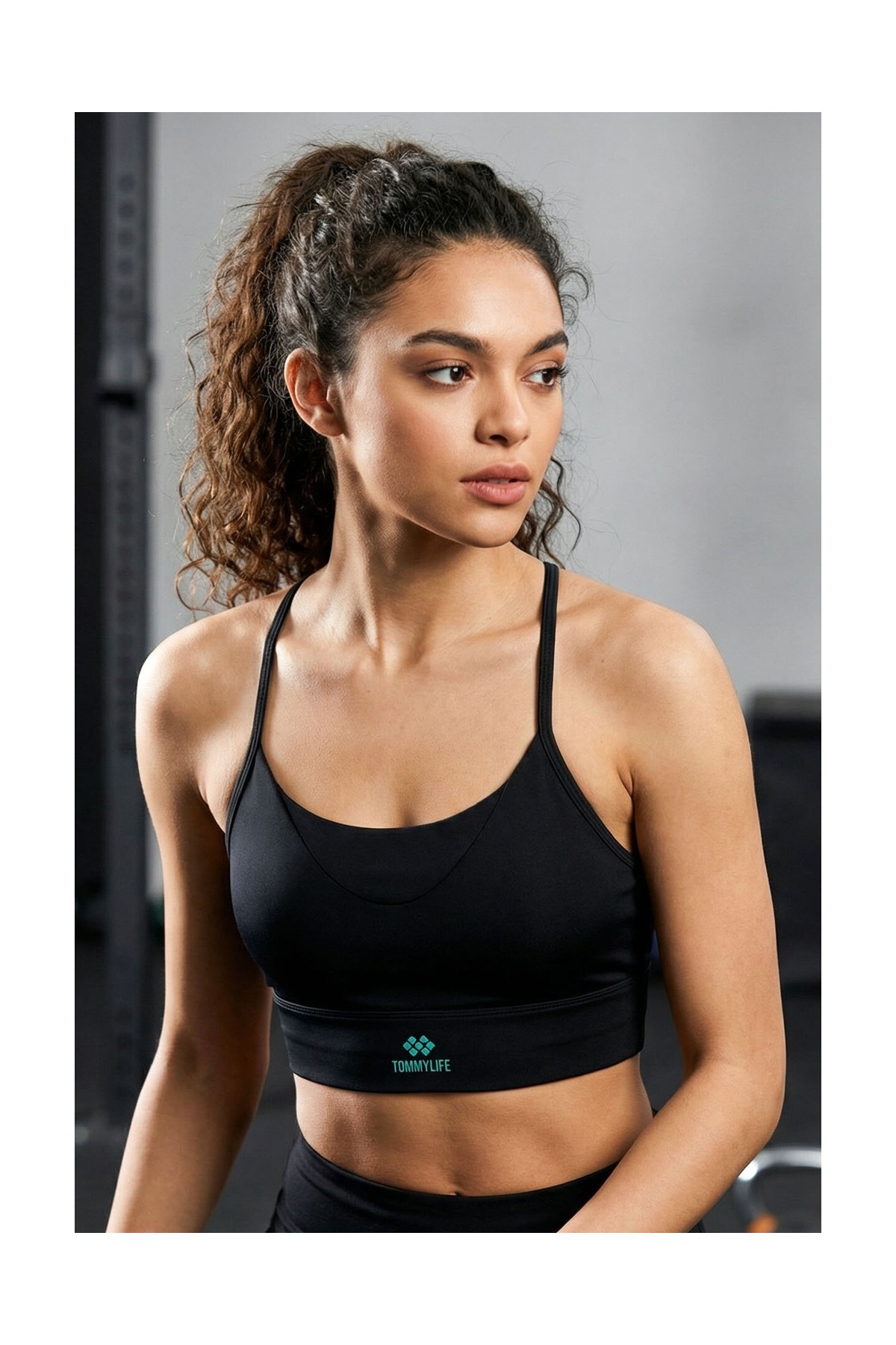 Tommy Life Siyah Standart Fit Baskılı Sırt Detaylı Kadın Spor Büstiyer - 97300 görsel 6