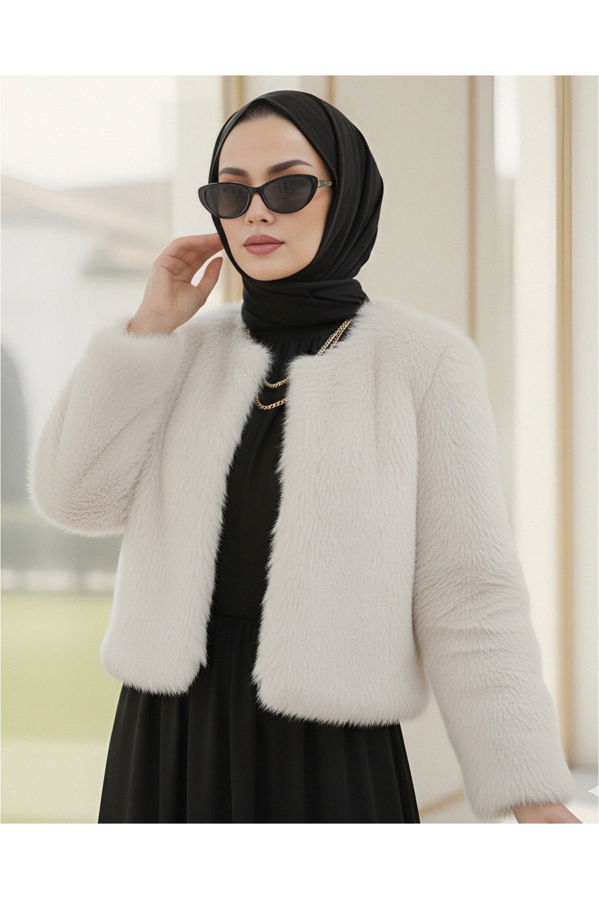 Moda Morfo İçi Astarlı Kürklü Kaban -Kahve