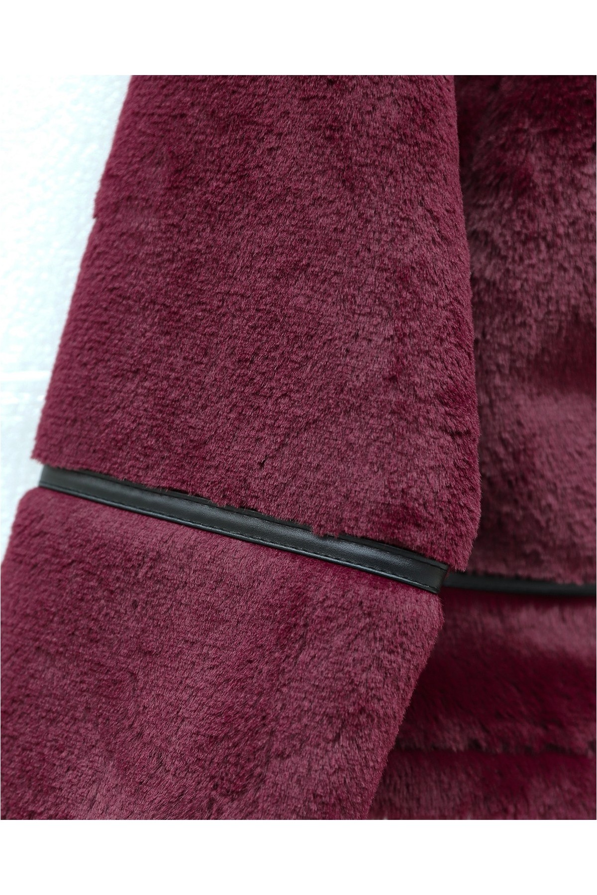 Moda Morfo Ters Detay Peluş Lamineli Deri Detaylı Mont -Bordo görsel 4