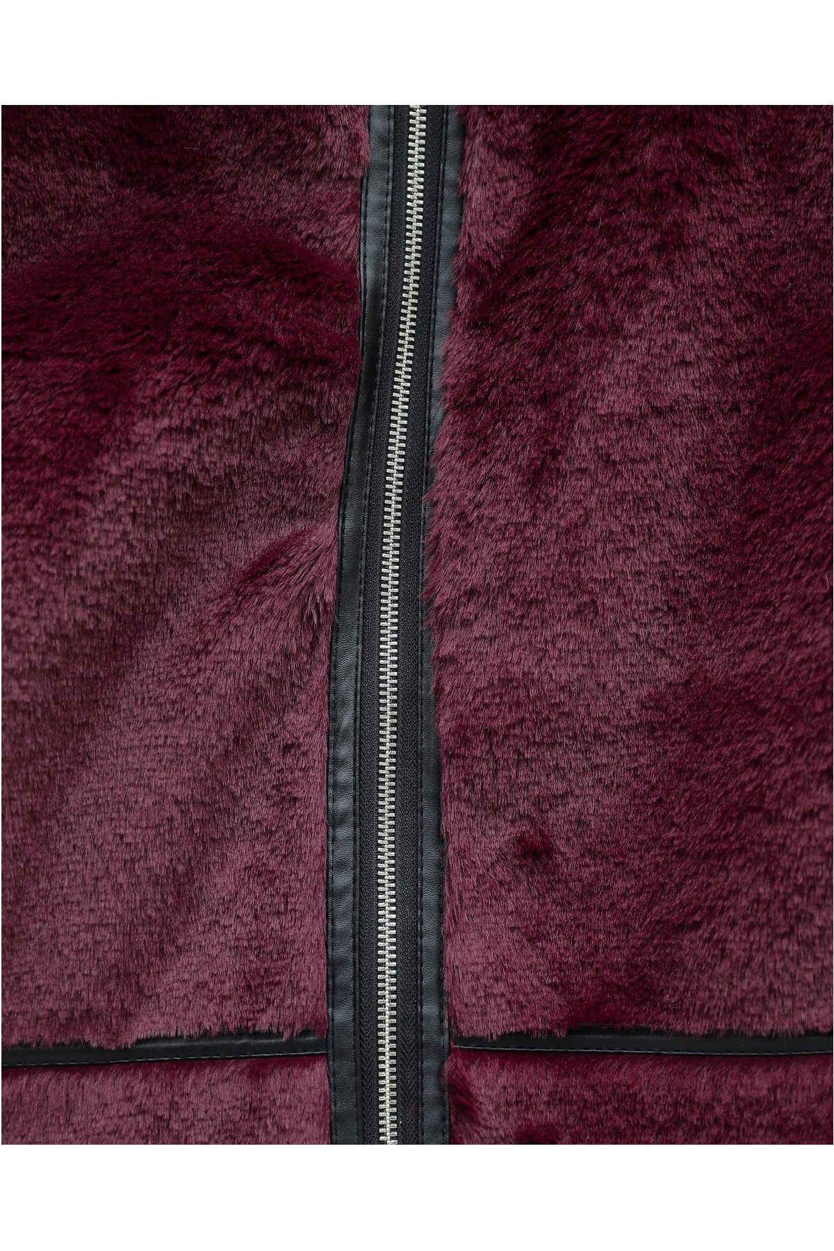 Moda Morfo Ters Detay Peluş Lamineli Deri Detaylı Mont -Bordo görsel 7