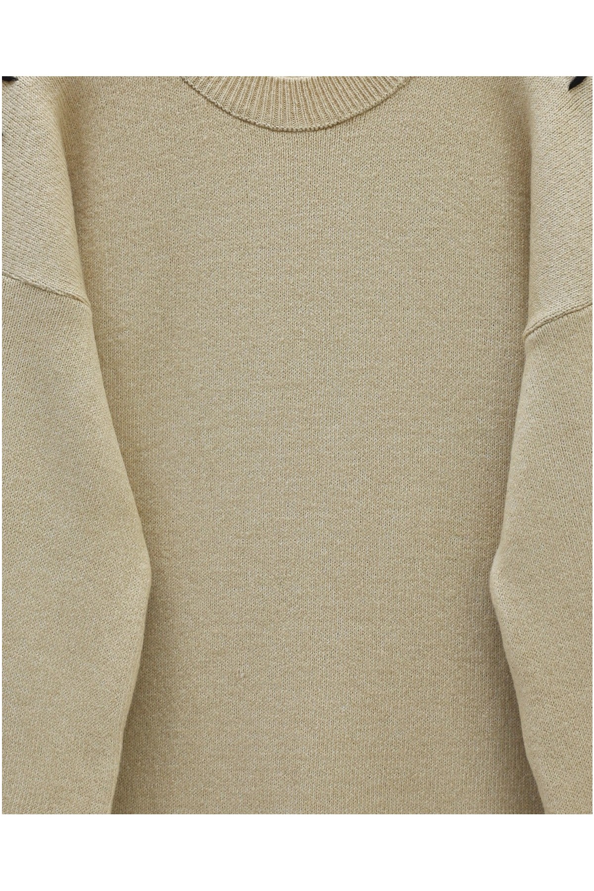 Moda Morfo Kolları İpli Çizgili Yumoş Triko Tunik -Bordo görsel 4