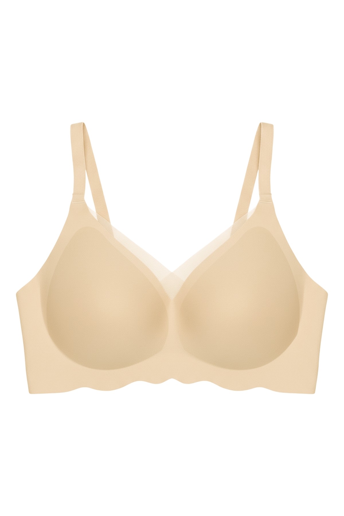 Cottonhill Seamless Bra - Touch | Kahverengi Lazer Kesim Dikişsiz Tül ve Dalga Detaylı Balensiz Kadın Sütyen