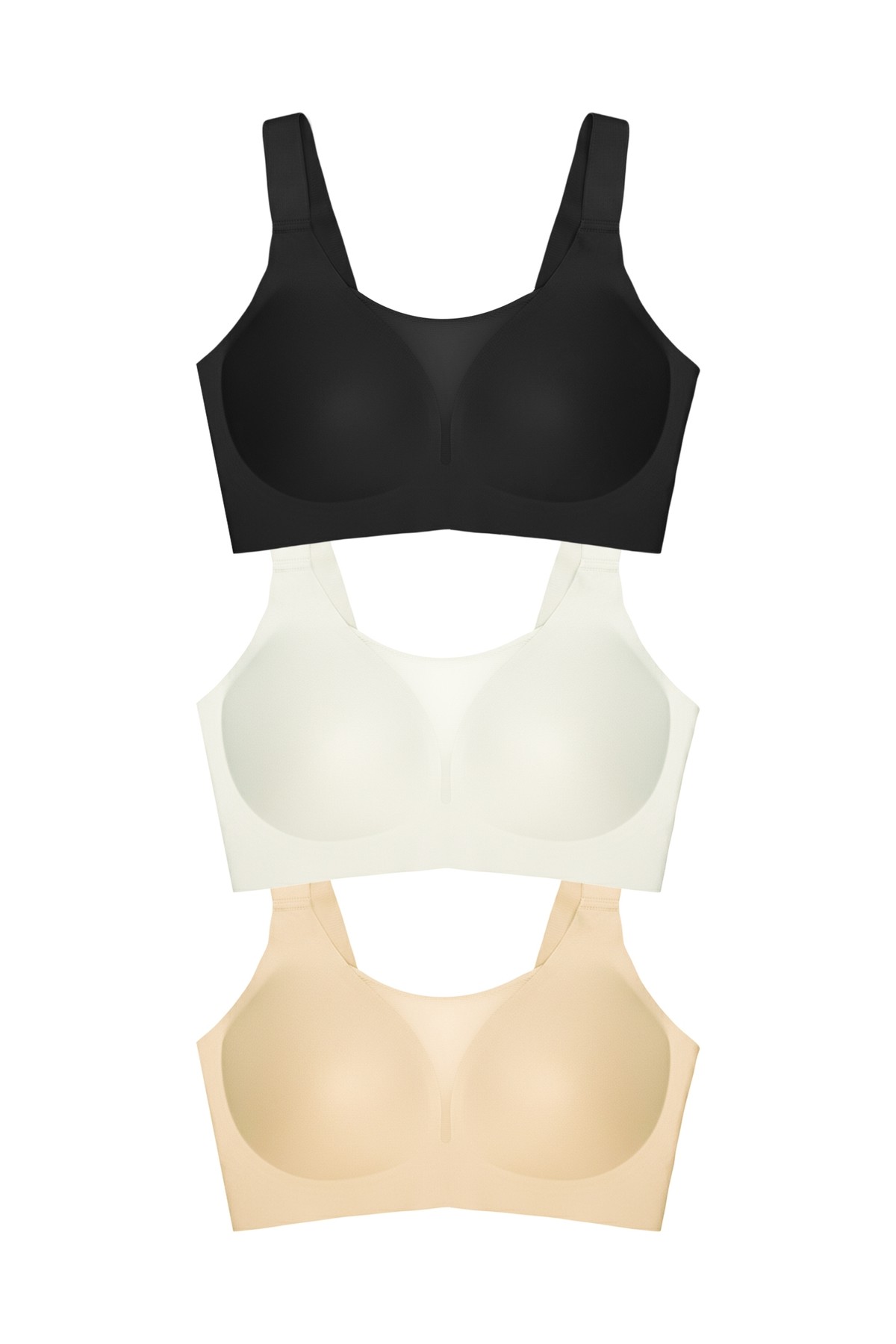 Cottonhill Seamless Bra - Forme | Lazer Kesim Dikişsiz Toparlayıcı Büyük Tüllü Beden Kadın Sütyen 3'lü Paket