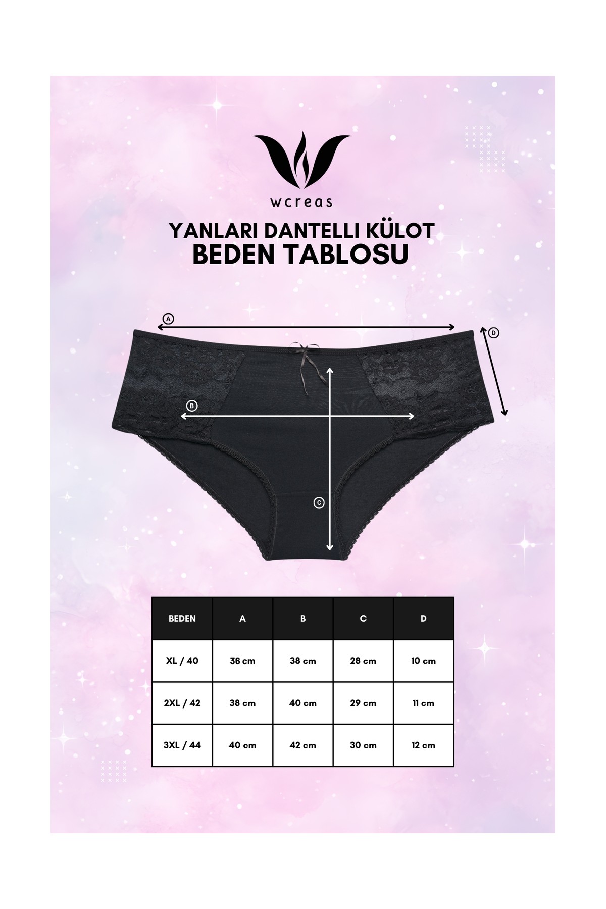 wcreas Yanları Dantelli Pamuklu Kadın Bato Külot, 5'li Paket Pamuklu Yumuşak Kumaş Dantelli Külot görsel 6
