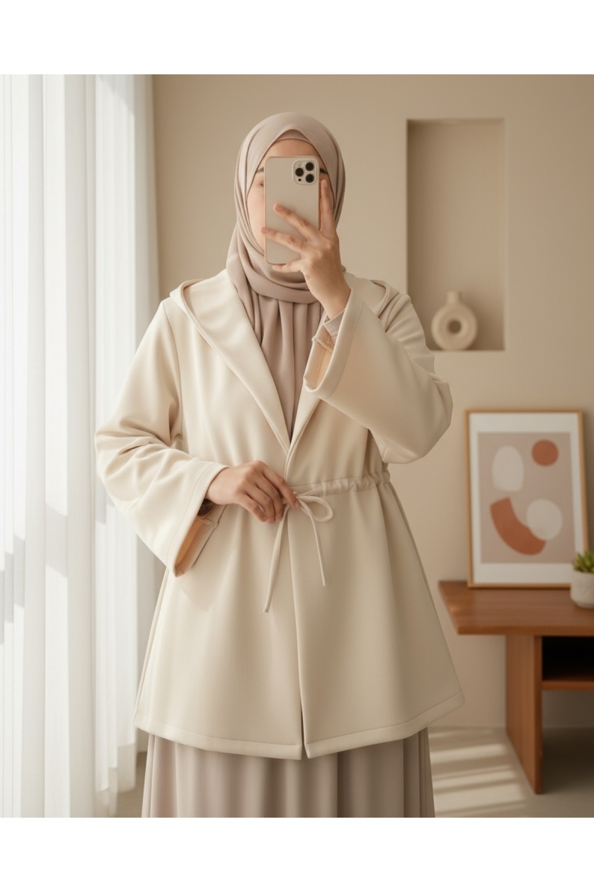 Moda Morfo Önü Tünel Bağcıklı Scuba Kimono -Laci görsel 2