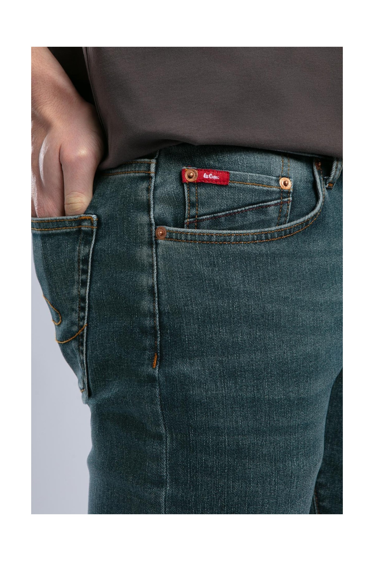 Lee Cooper Harry Erkek Straıght Normal Kesim Normal Bel Düz Paça Jean Pantolon Yeşil görsel 6